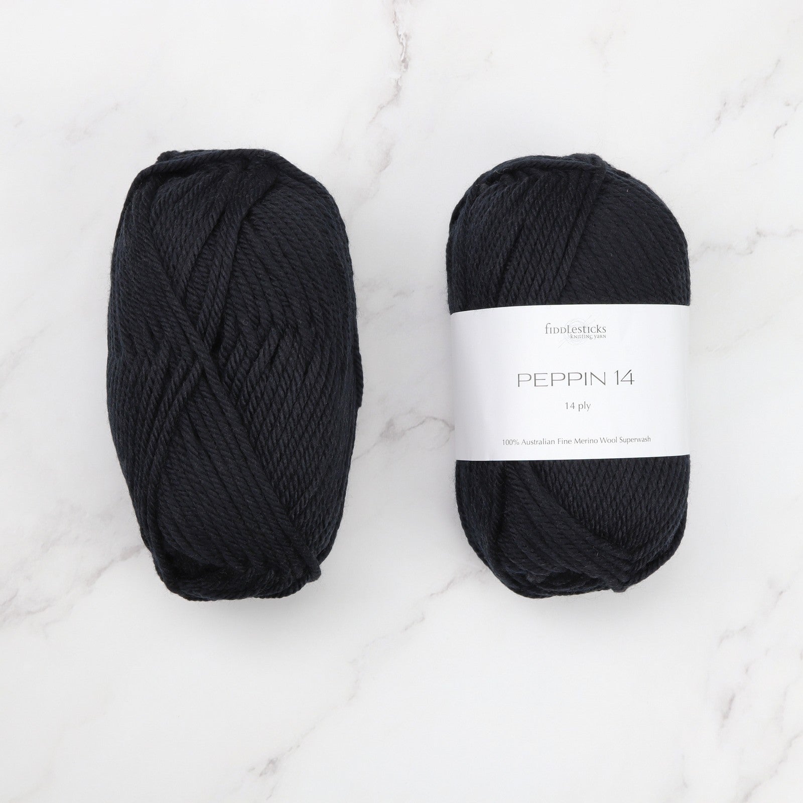 Fiddlesticks Peppin 14 in colourway Black – 14ply+ weight wool yarn
