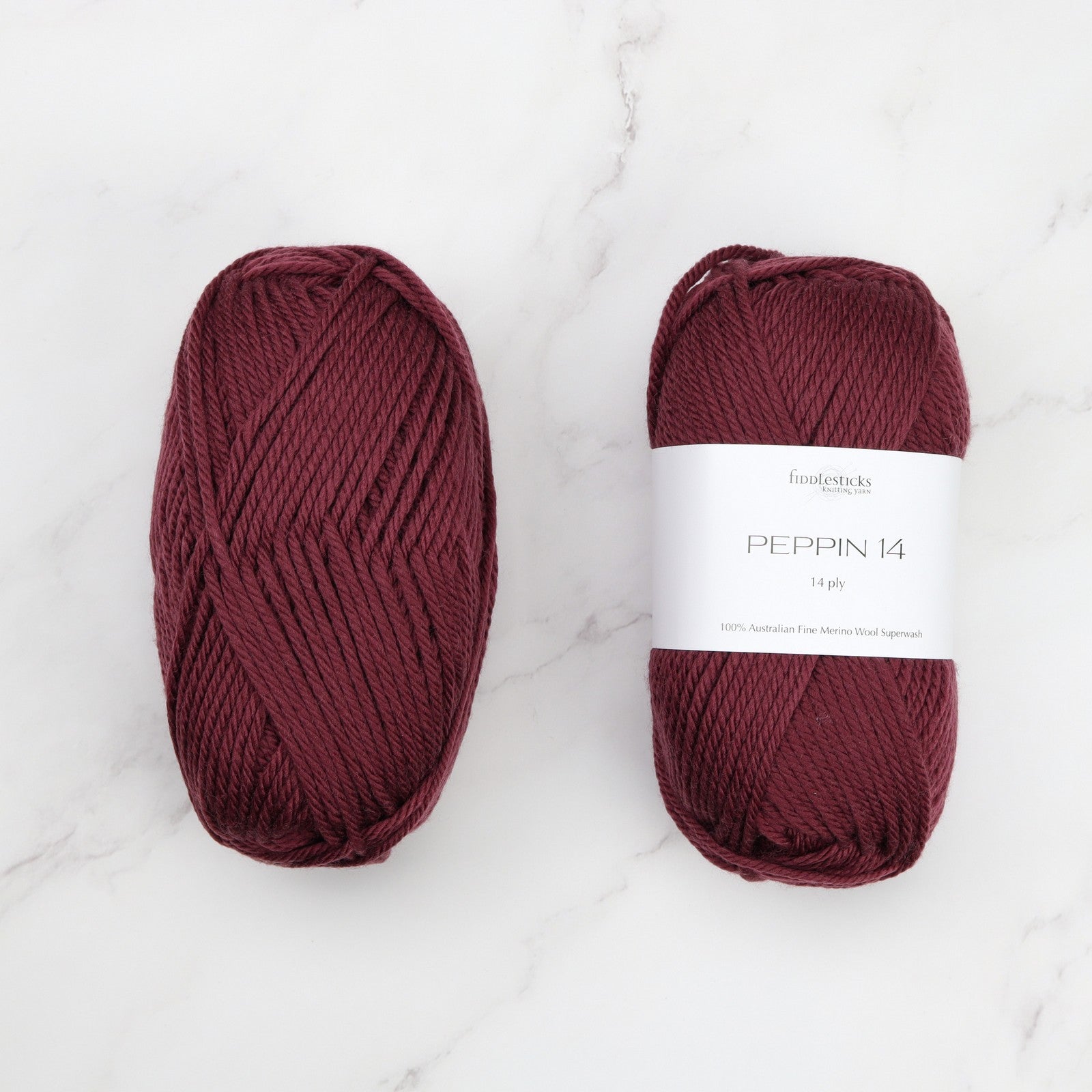 Fiddlesticks Peppin 14 in colourway Wine – 14ply+ weight wool yarn