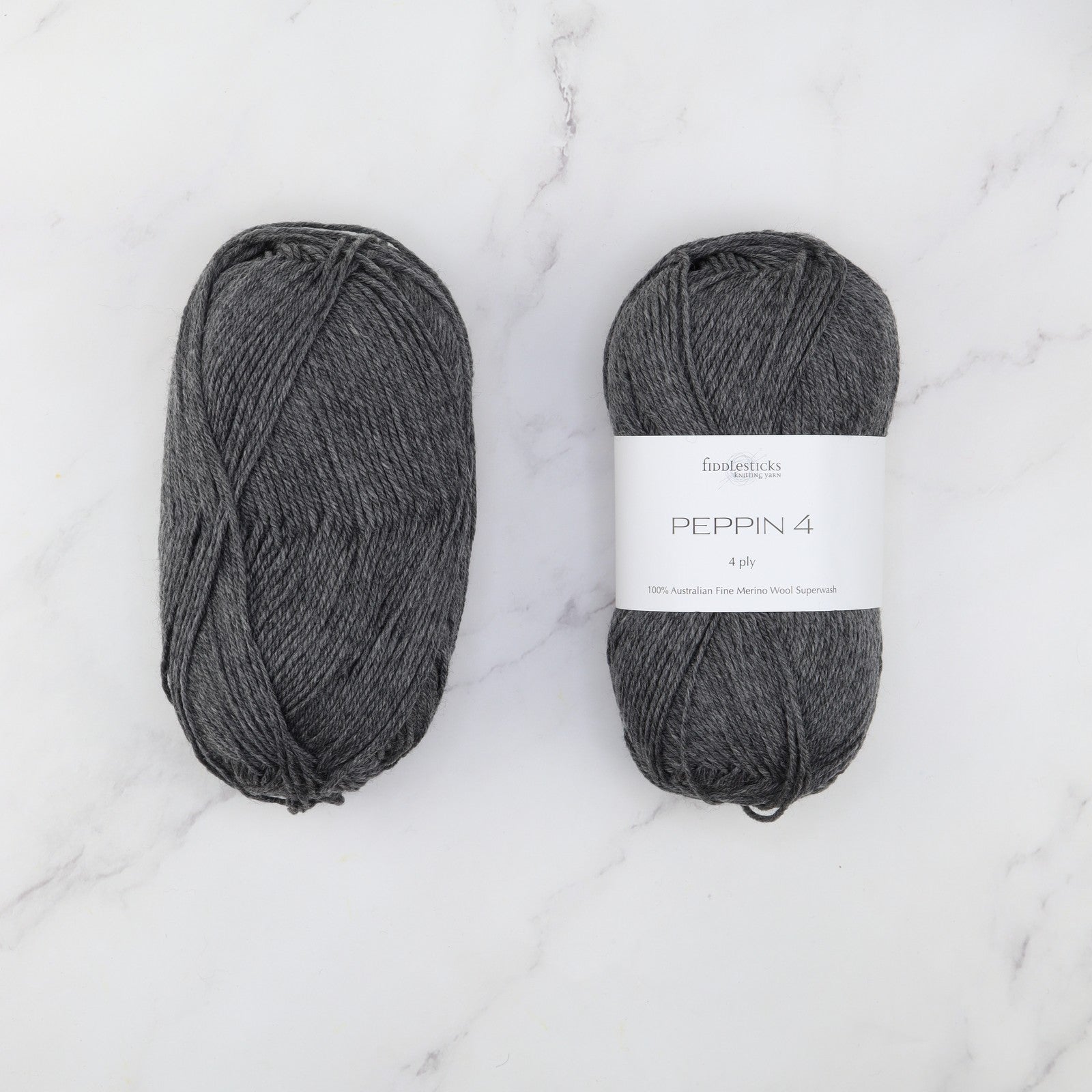 Fiddlesticks Peppin 4 in colourway Mid Grey – 4ply weight merino yarn