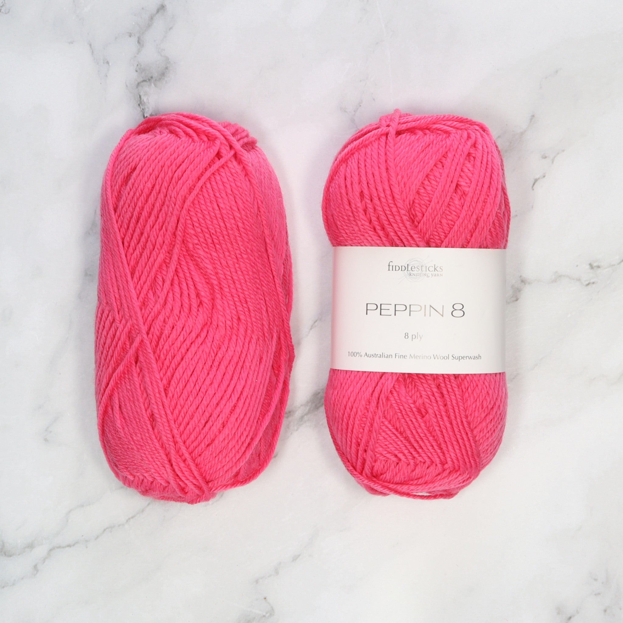 Fiddlesticks Peppin 8 in colourway Bright Pink – 8ply weight wool yarn