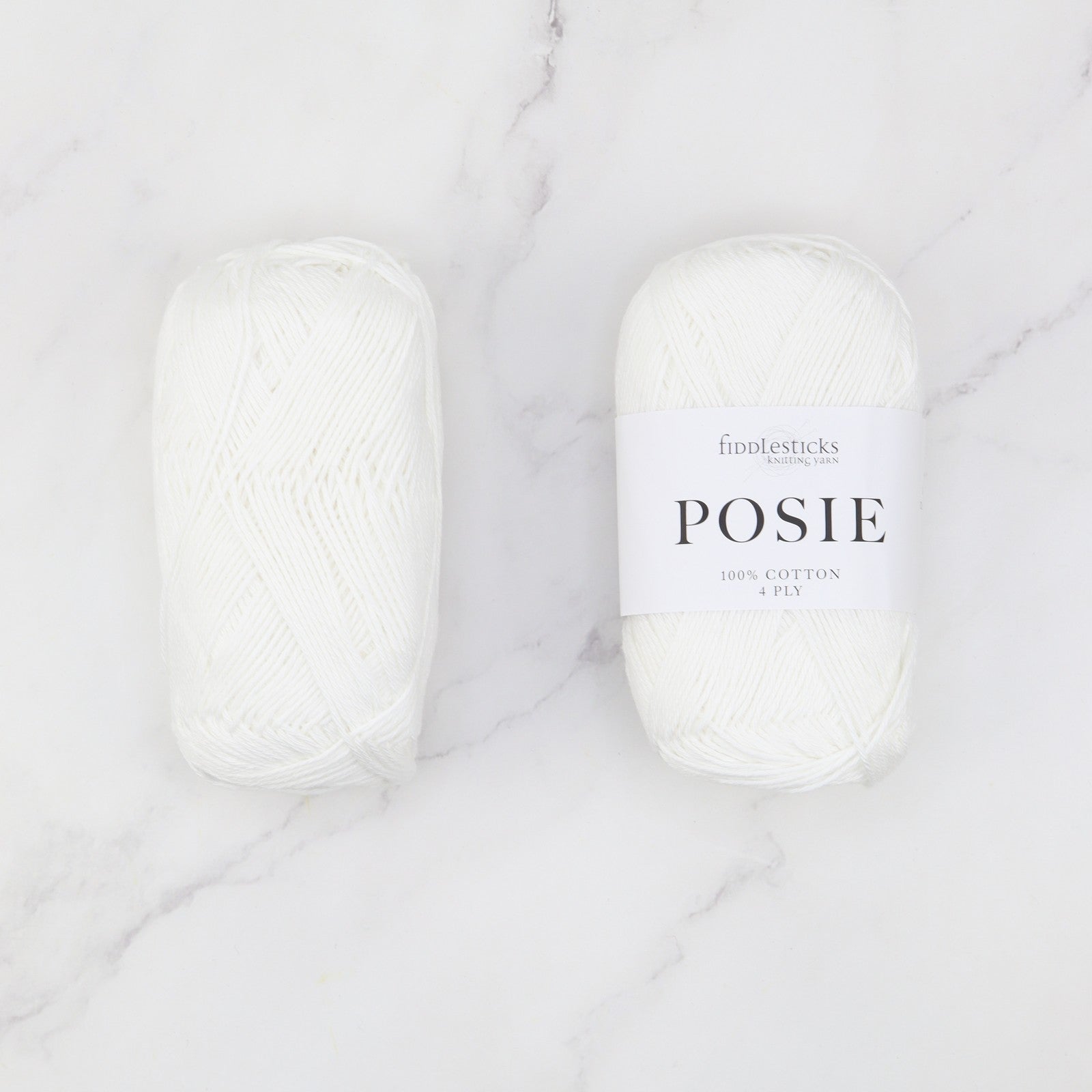 Fiddlesticks Posie in colourway White – 4ply weight cotton yarn