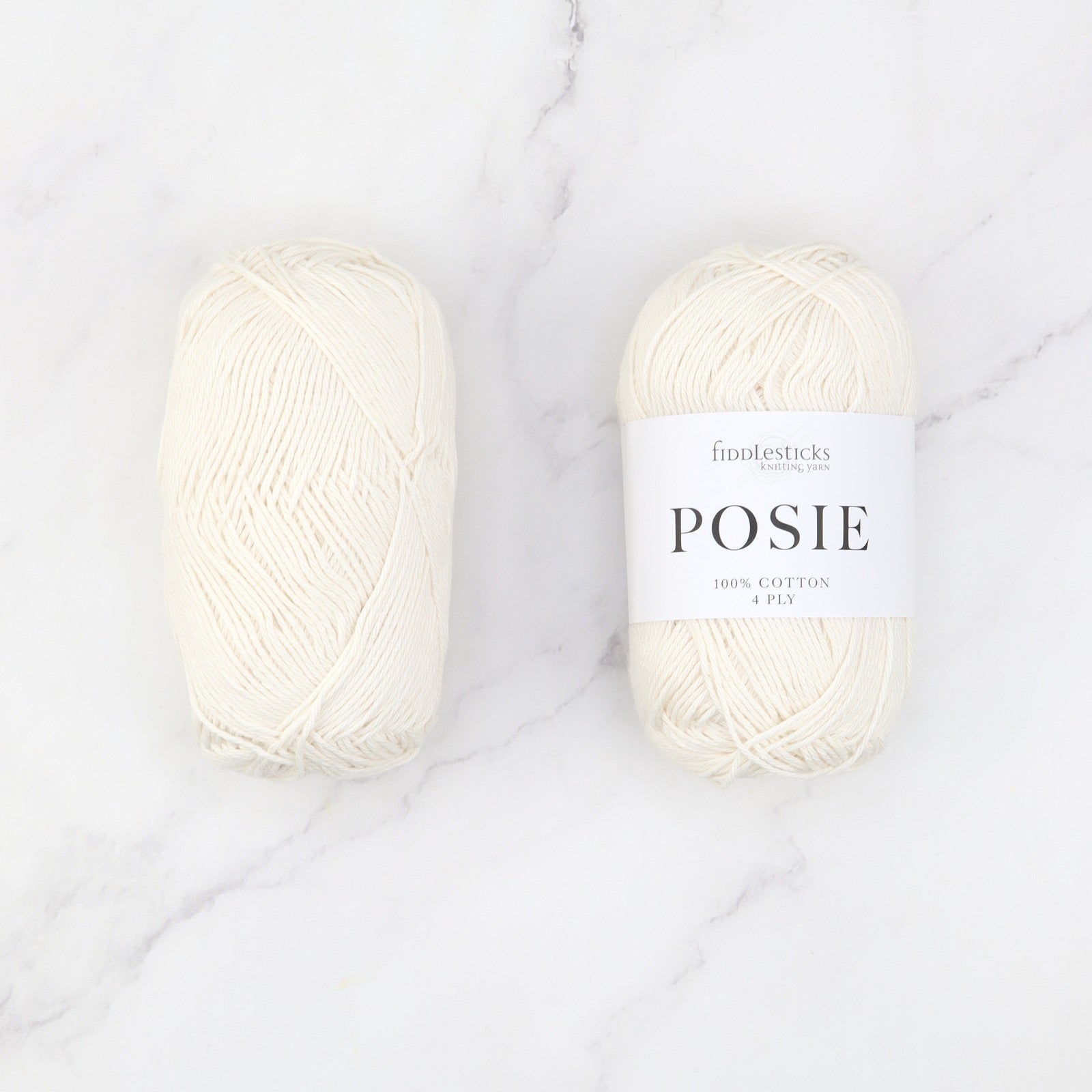 Fiddlesticks Posie in colourway Ivory – 4ply weight cotton yarn