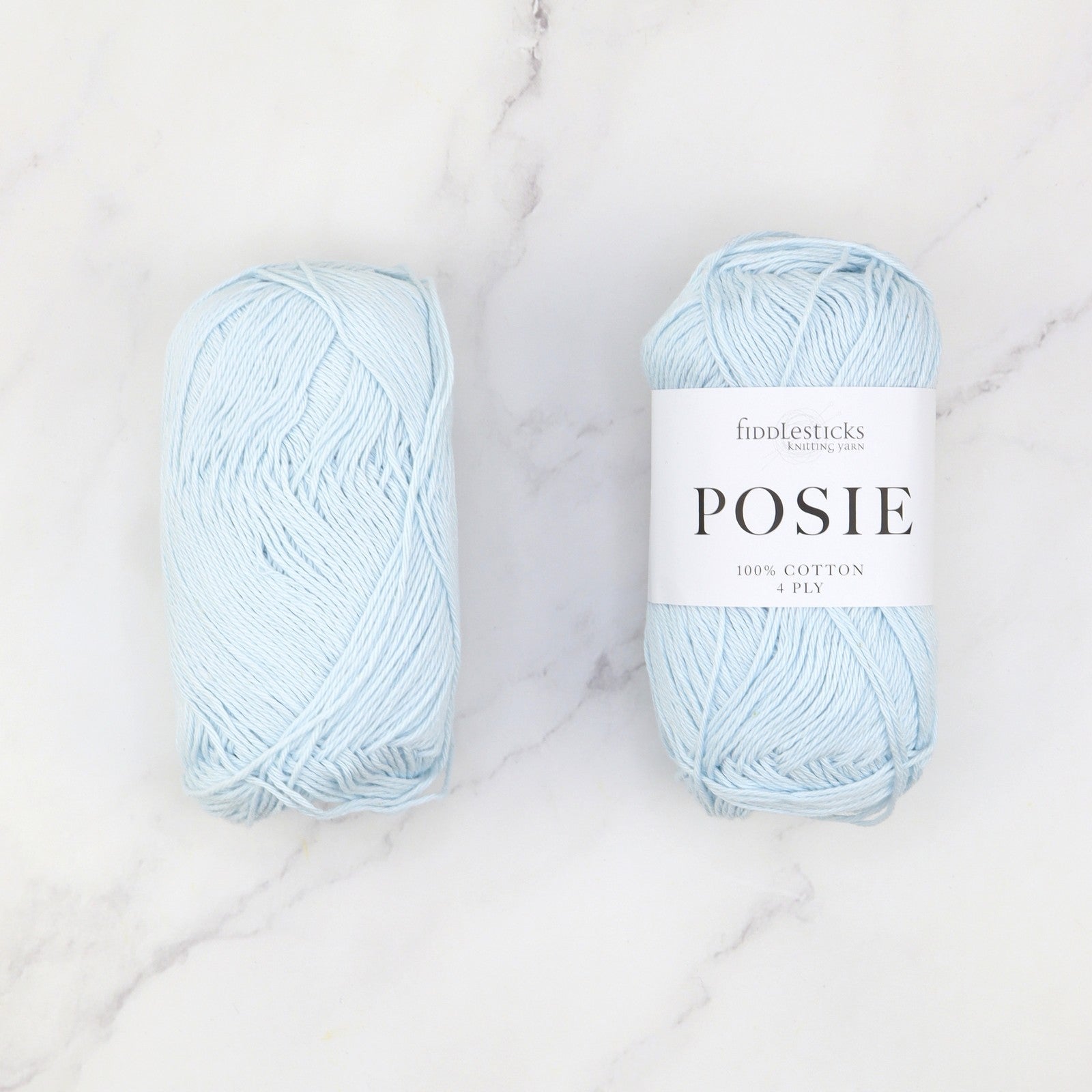 Fiddlesticks Posie in colourway Ice Blue – 4ply weight cotton yarn