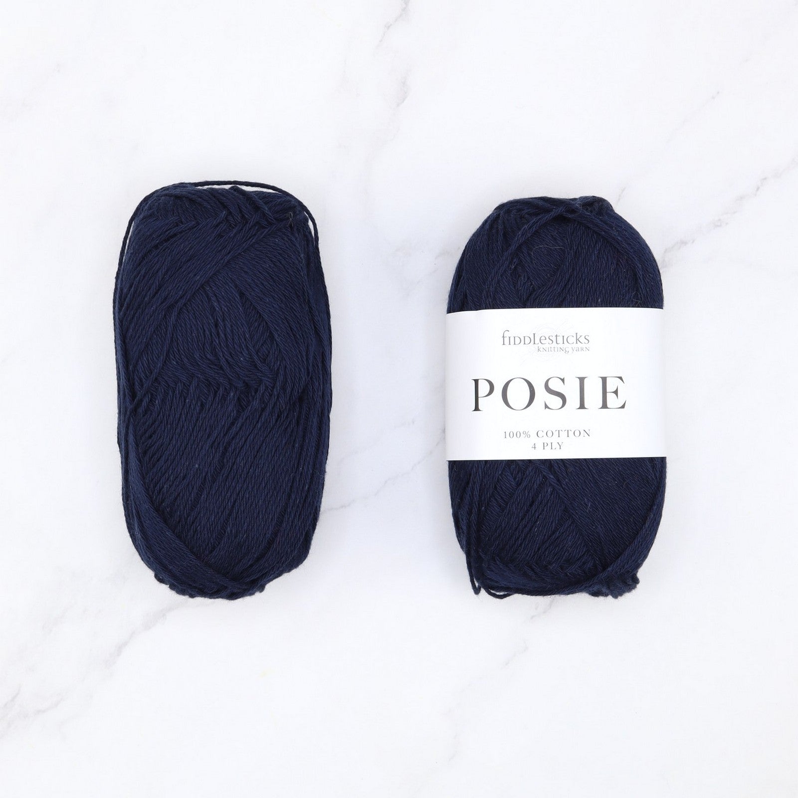 Fiddlesticks Posie in colourway Navy – 4ply weight cotton yarn