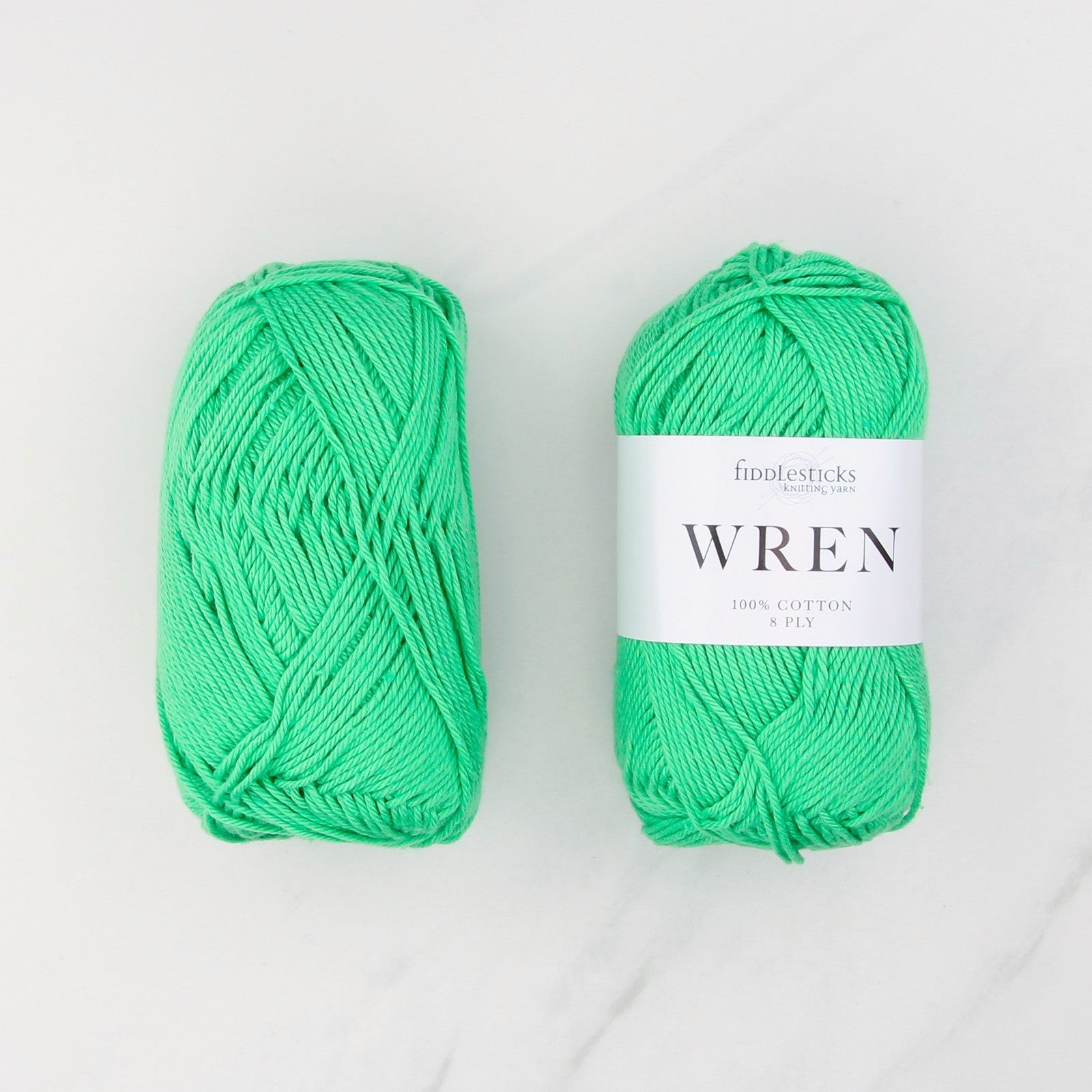 Fiddlesticks Wren in colourway W 036 Green – 8ply weight cotton yarn