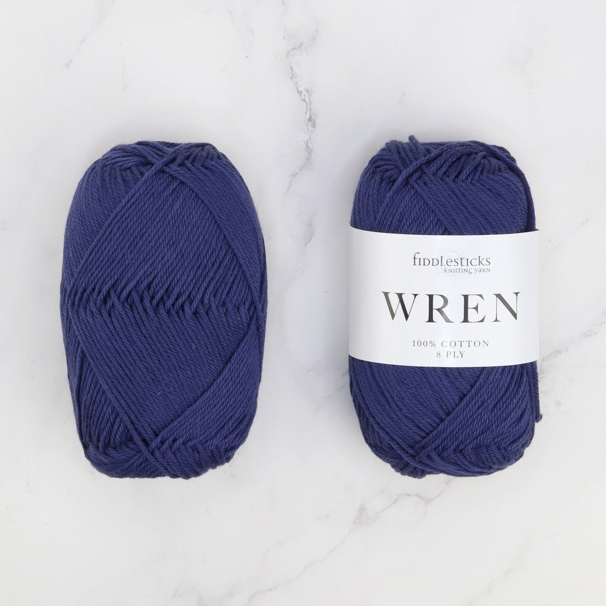 Fiddlesticks Wren in colourway W 044 Marine – 8ply weight cotton yarn