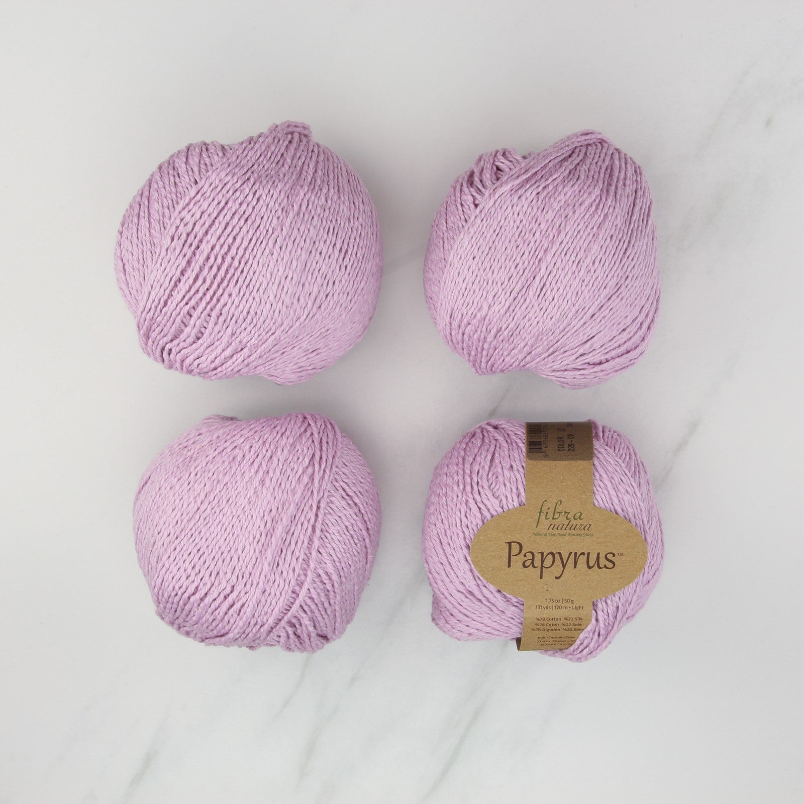 Fibra Natura Papyrus in colourway 229-09 Light Purple – 8ply weight cotton, silk yarn