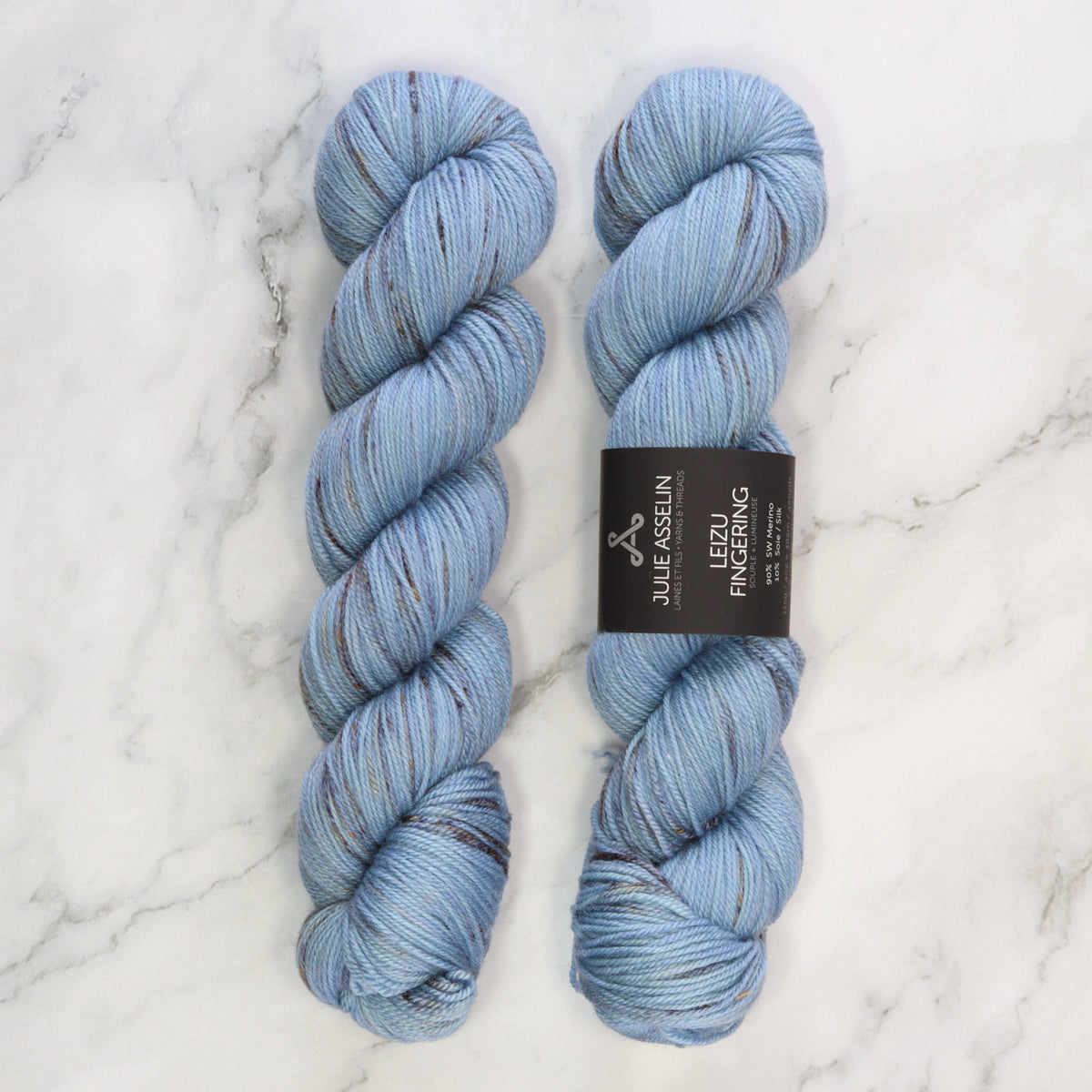 Julie Asselin Leizu Fingering in colourway De Nimes – 4ply weight merino, silk yarn