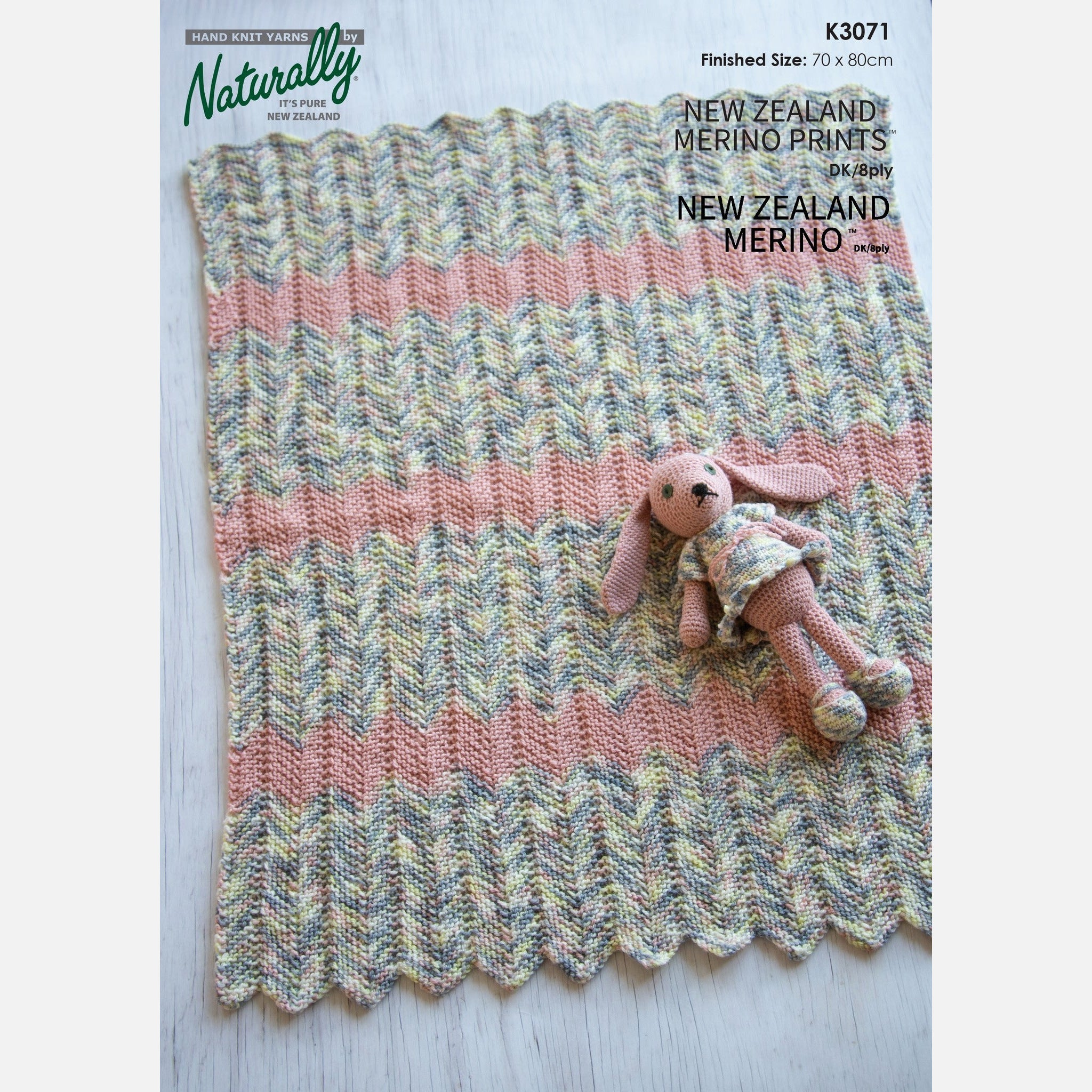 K3071 Baby Blanket and Bunny Toy Merino Prints Pattern by Naturally