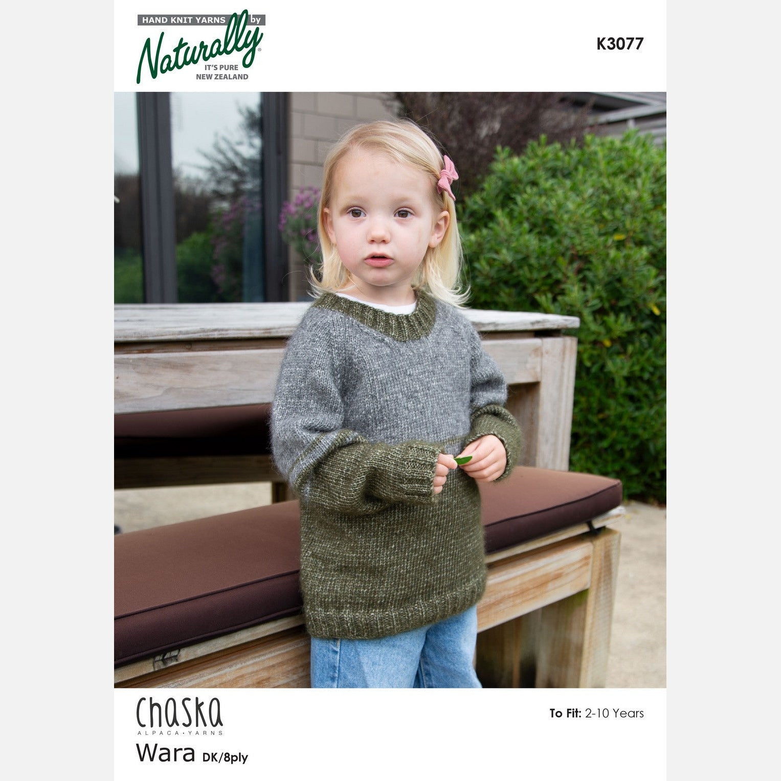K3077 Child Sweater two-tone Wara Pattern by Naturally