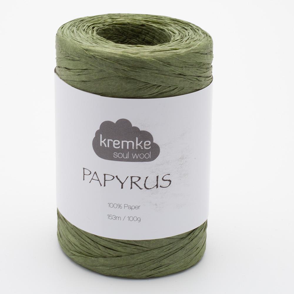 Kremke Soul Wool Papyrus in colourway Khaki – 8ply weight paper yarn