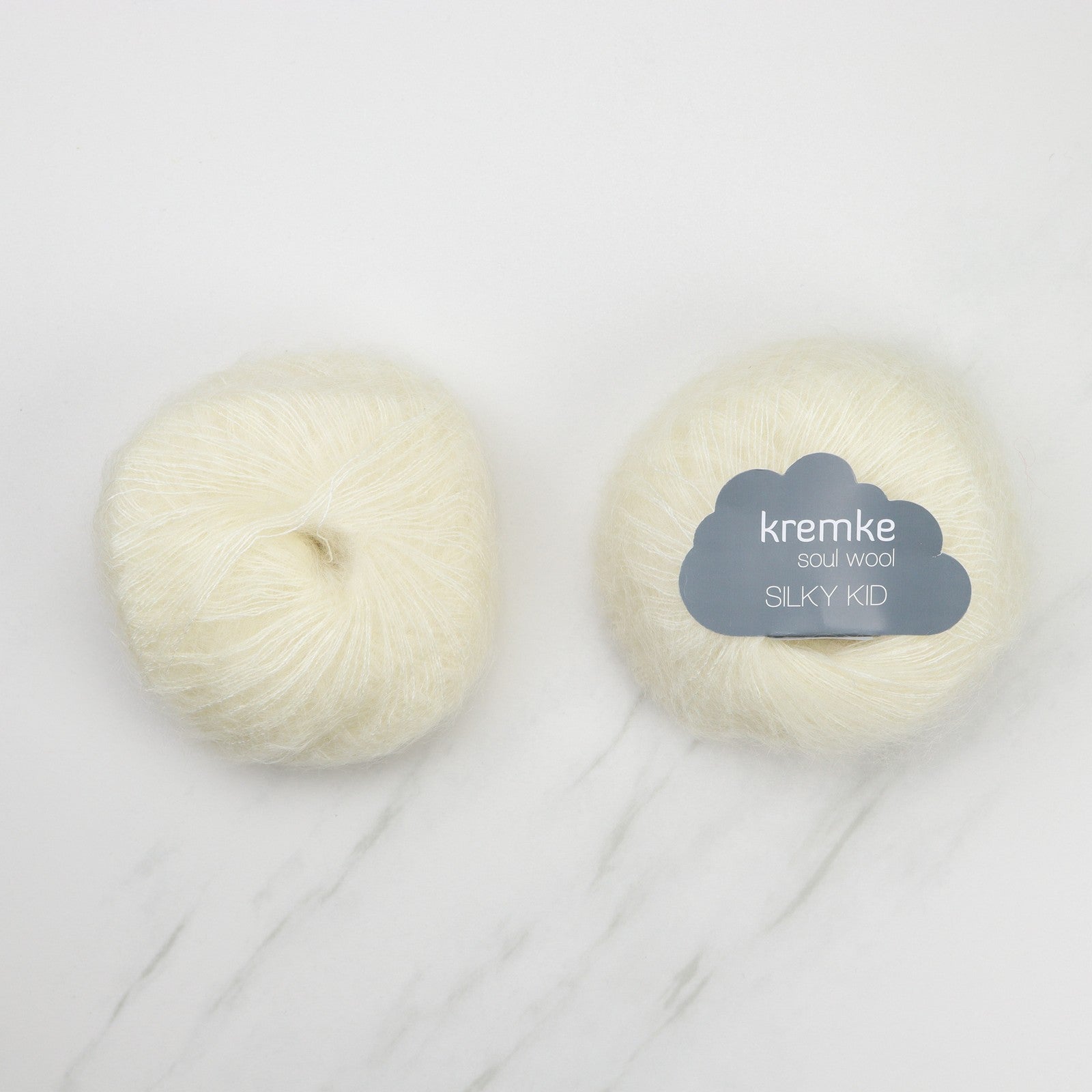 Kremke Soul Wool Silky Kid in colourway 06-003 Natural White – 2ply weight mohair, silk yarn
