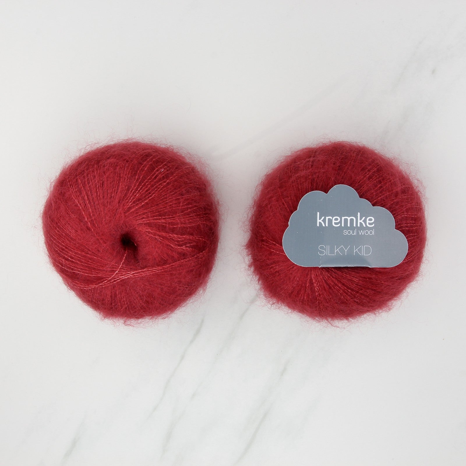 Kremke Soul Wool Silky Kid in colourway 06-044 Cardinal Red – 2ply weight mohair, silk yarn