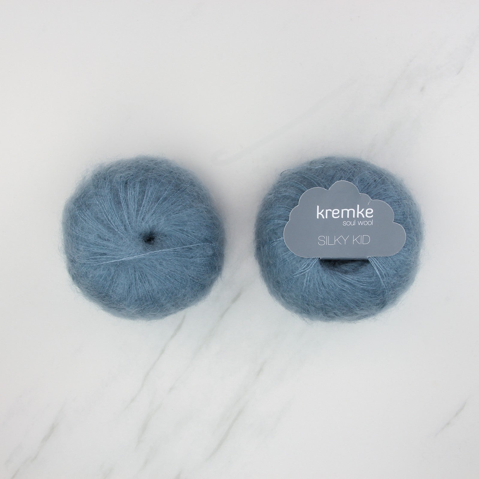 Kremke Soul Wool Silky Kid in colourway 06-076 Blue Grey – 2ply weight mohair, silk yarn