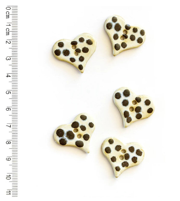 Incomparable Buttons L492 Black/White Dotty Heart