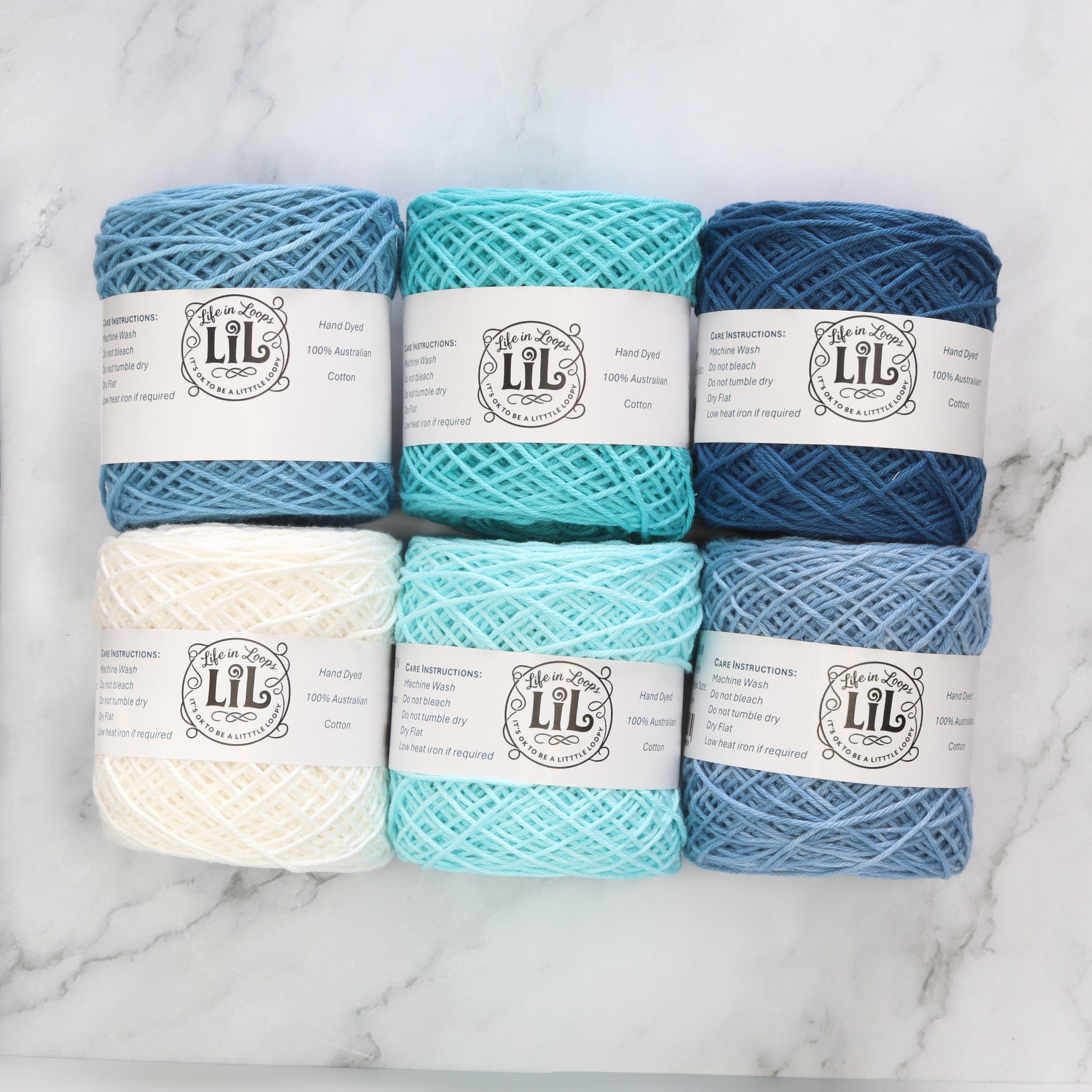 Life in Loops Gradient Yarn Box 4ply in colourway Winter Tide Fade – 4ply weight cotton yarn