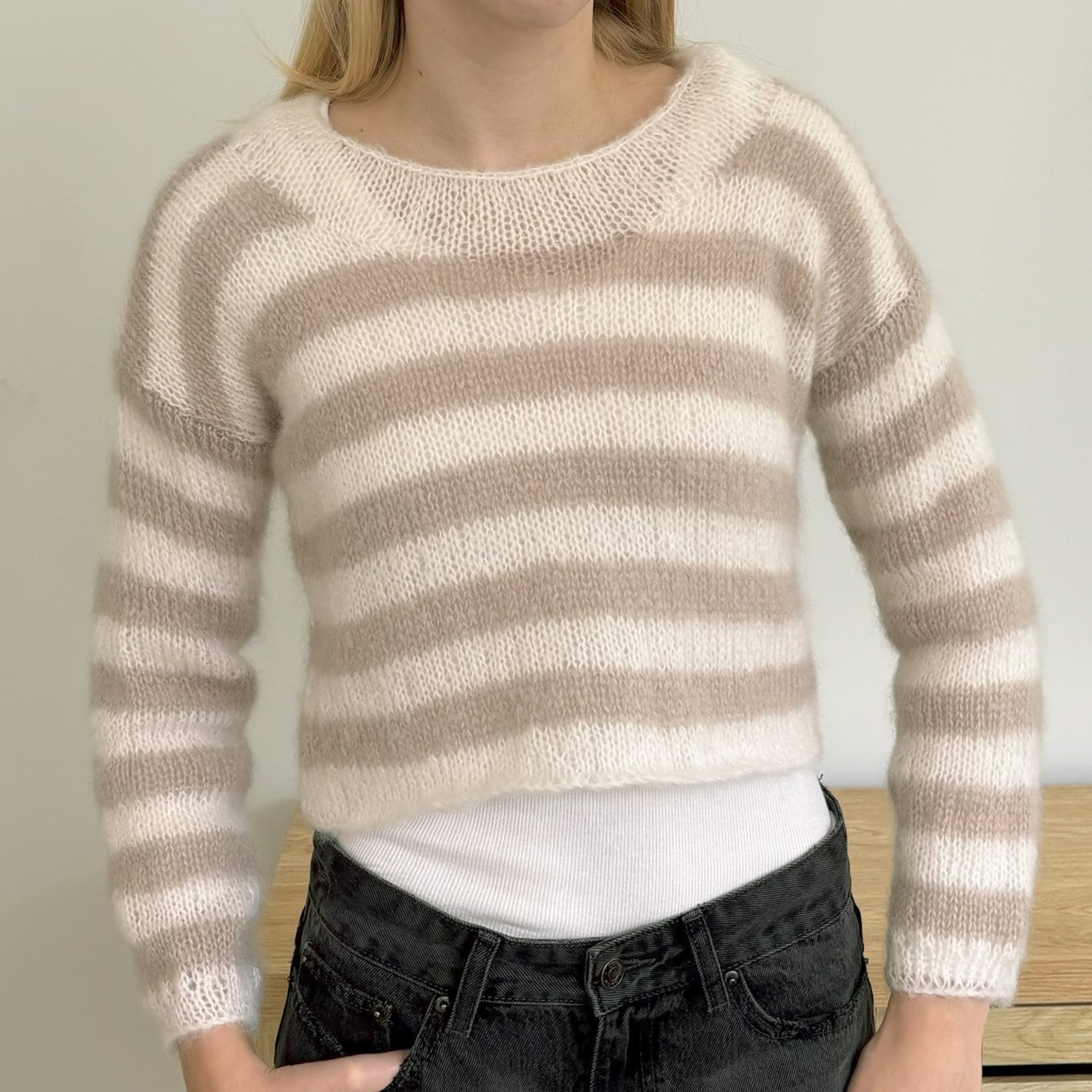 N1806 Cropped Stripey Jumper knitting pattern by Naturally