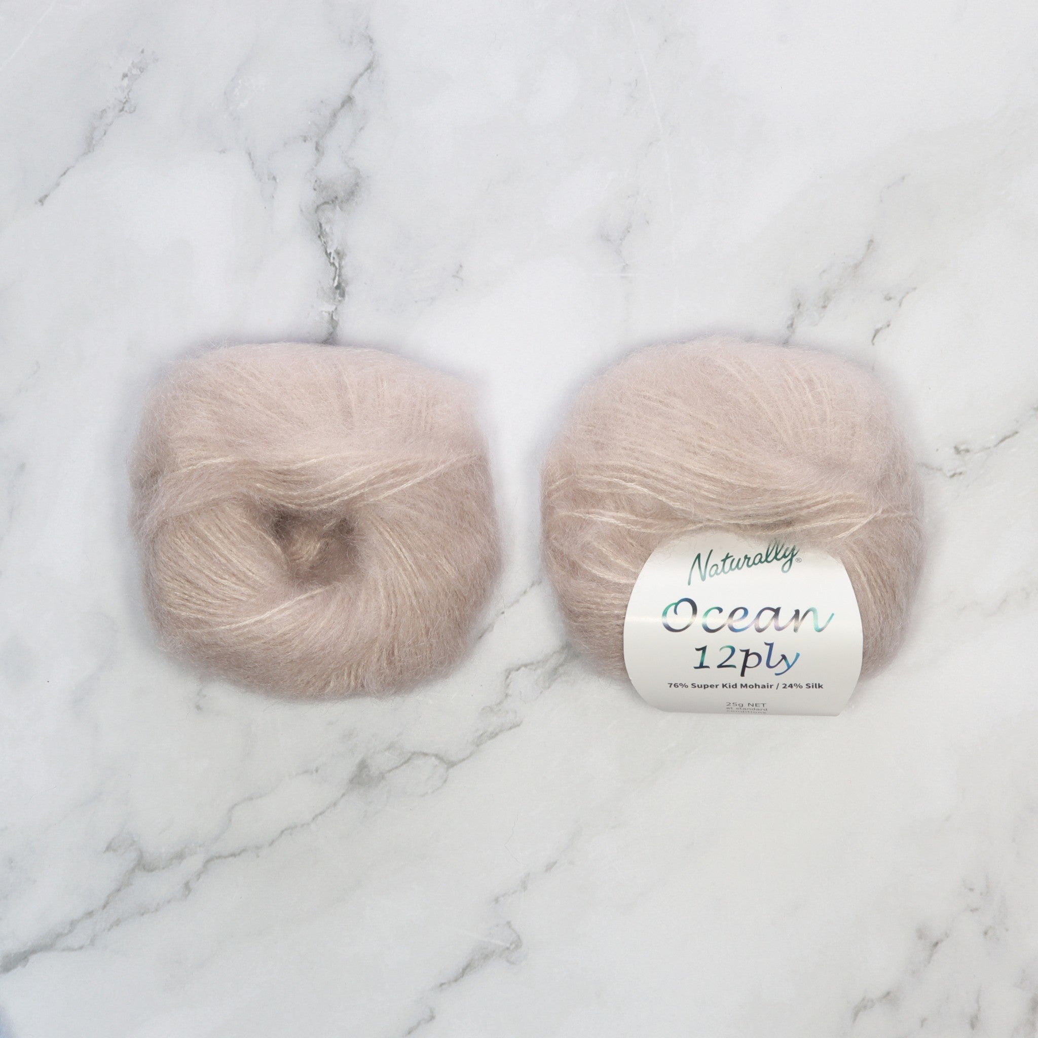 Naturally Yarns Ocean 12ply in colourway Taupe – 12ply weight mohair, silk yarn