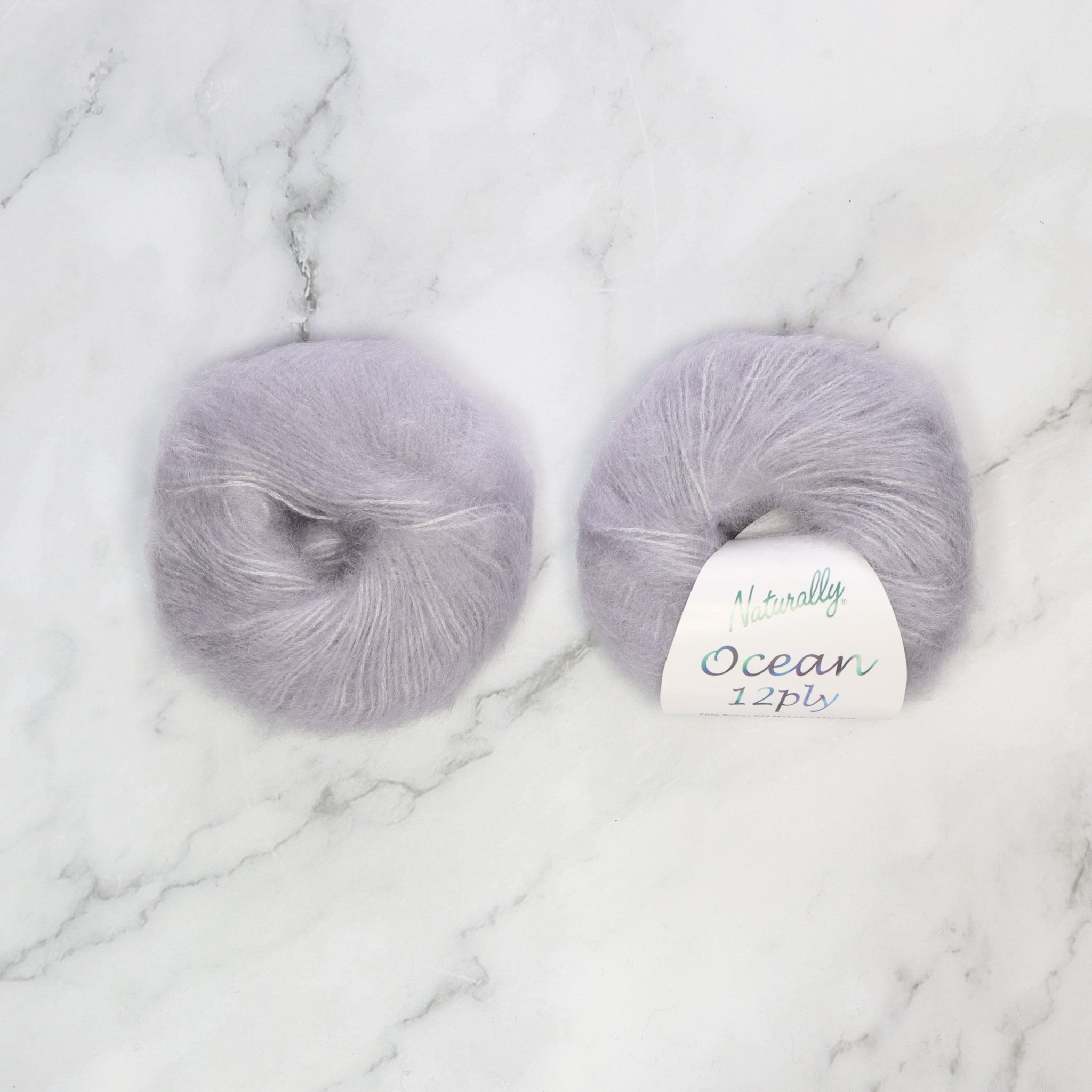 Naturally Yarns Ocean 12ply in colourway Silver – 12ply weight mohair, silk yarn