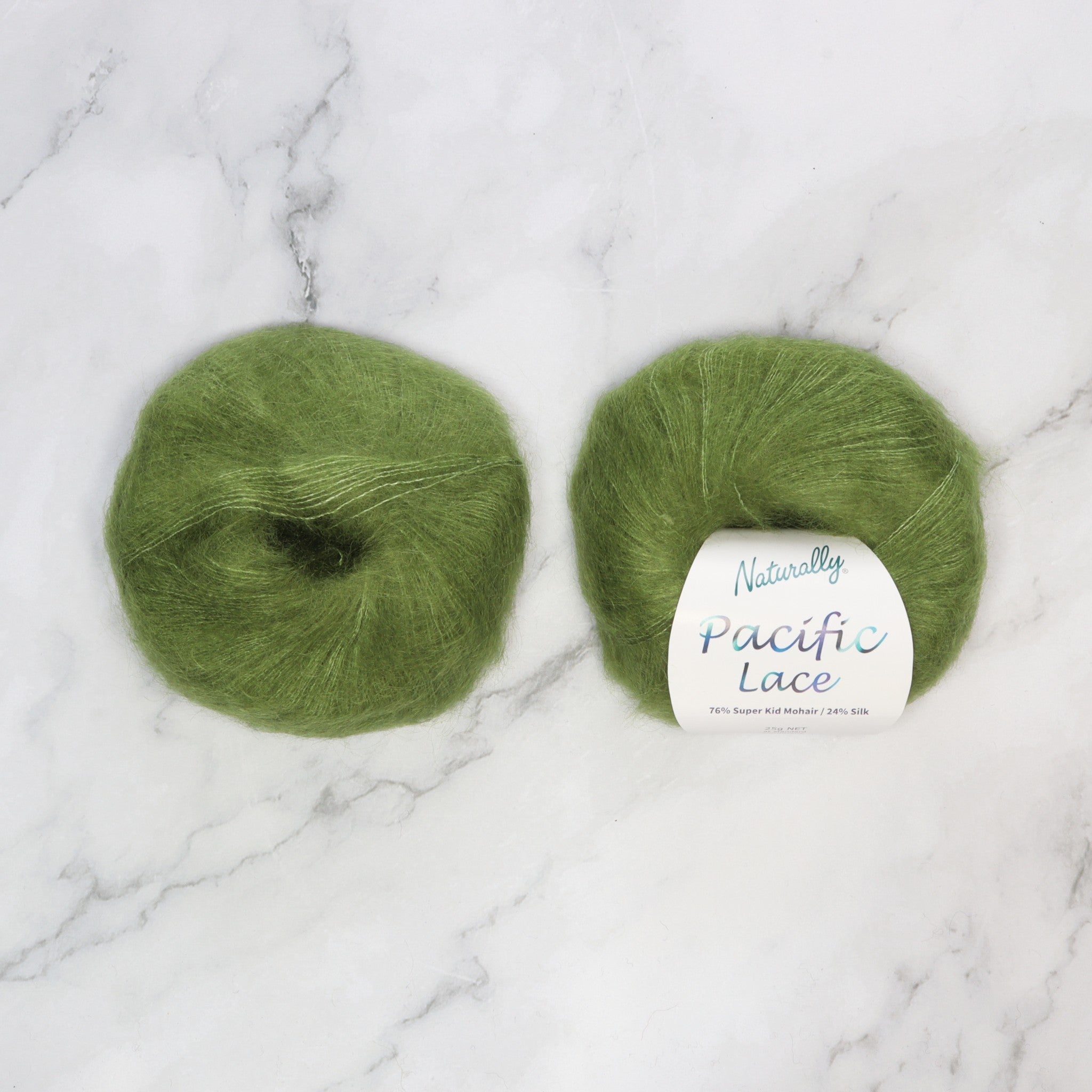 Naturally Yarns Pacific Lace in colourway Olive – 2ply weight mohair, silk yarn