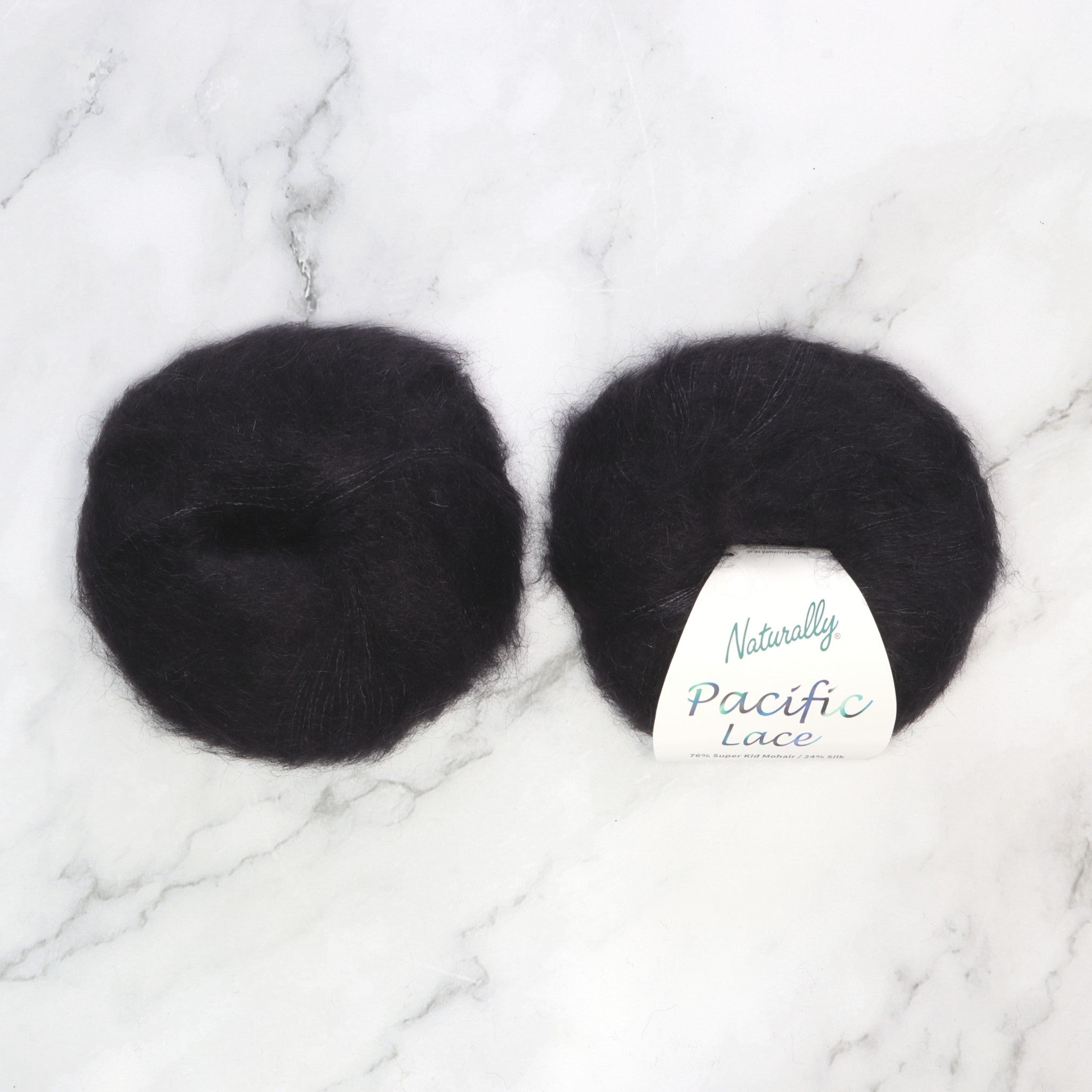 Naturally Yarns Pacific Lace in colourway Black – 2ply weight mohair, silk yarn
