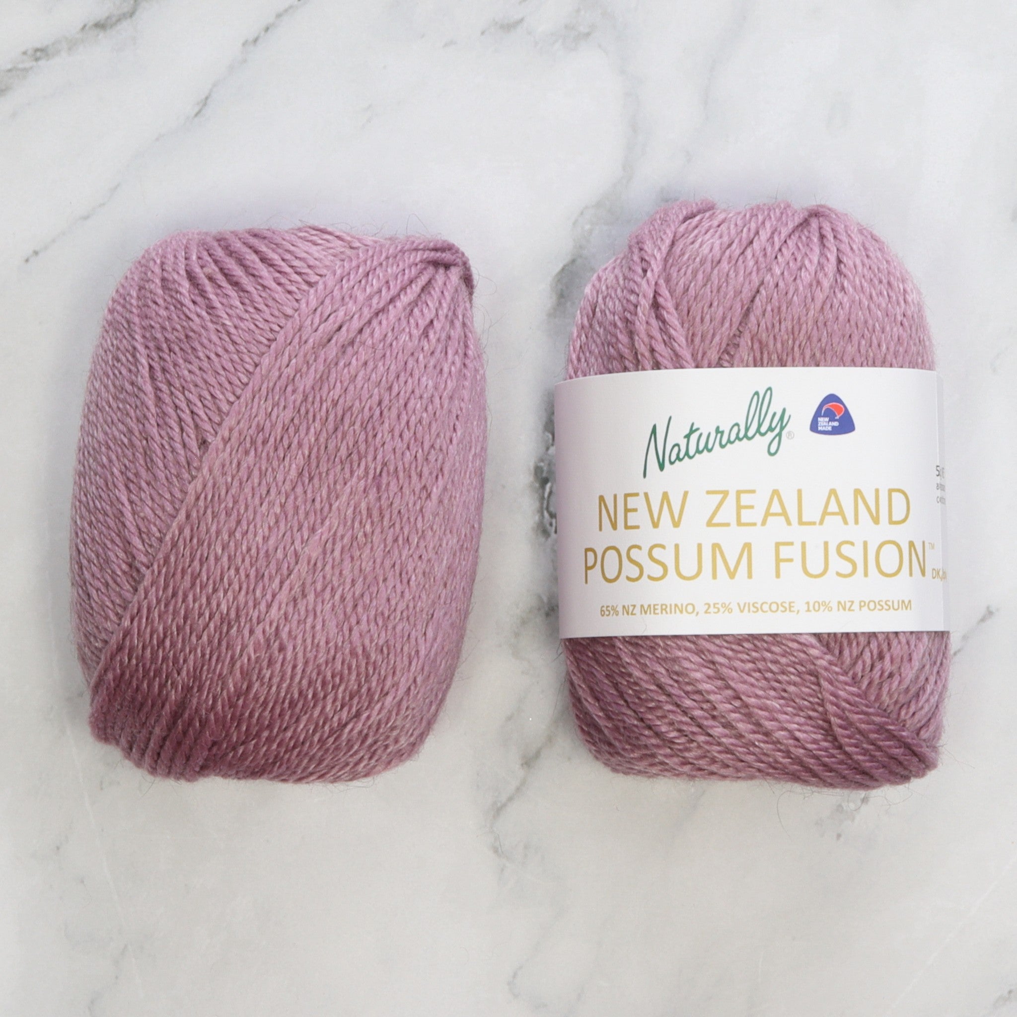 Naturally Yarns New Zealand Possum Fusion DK in colourway Petal – 8ply weight merino, viscose, possum yarn