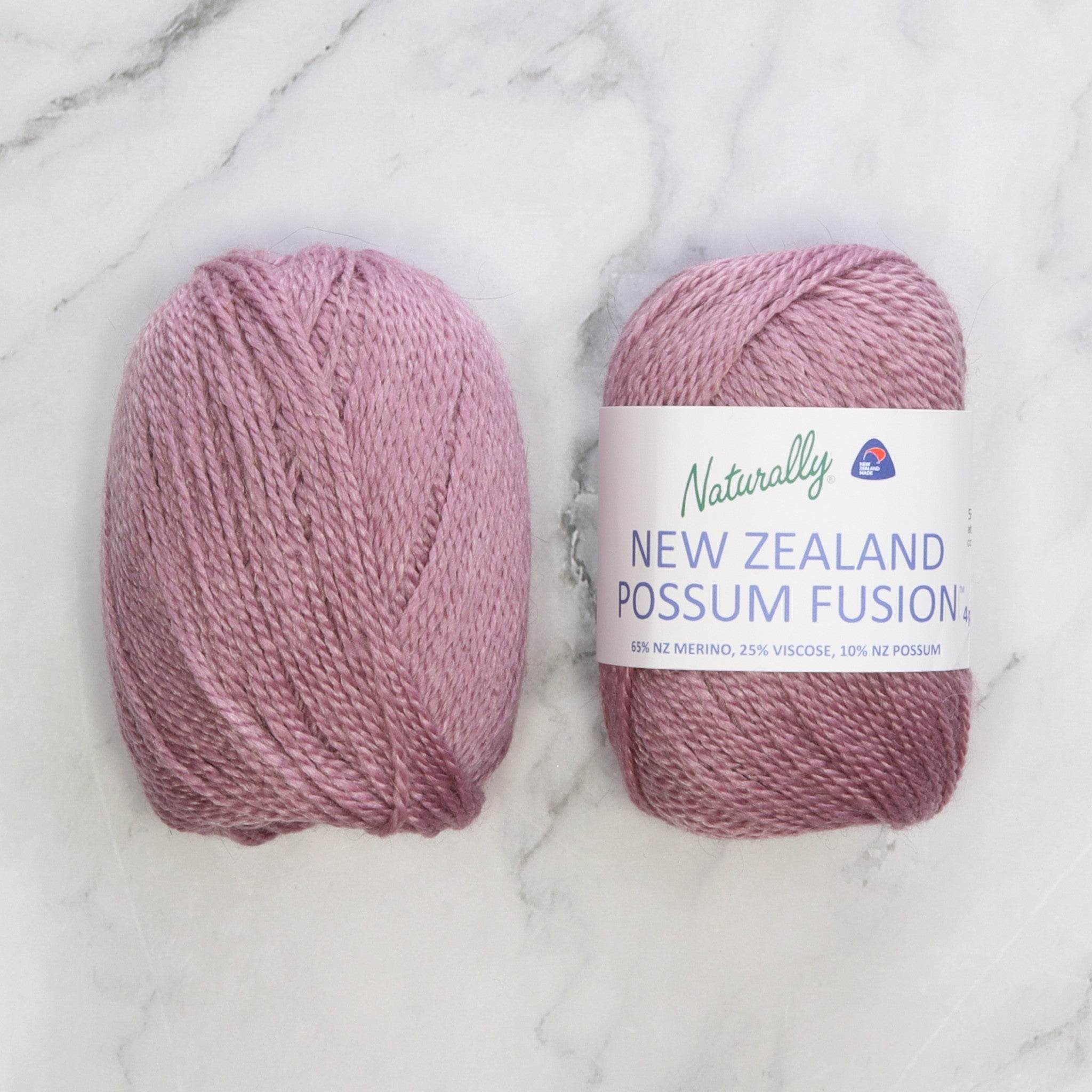 New Zealand Possum Fusion 4ply in colourway Blush – 4ply weight merino, viscose, possum yarn