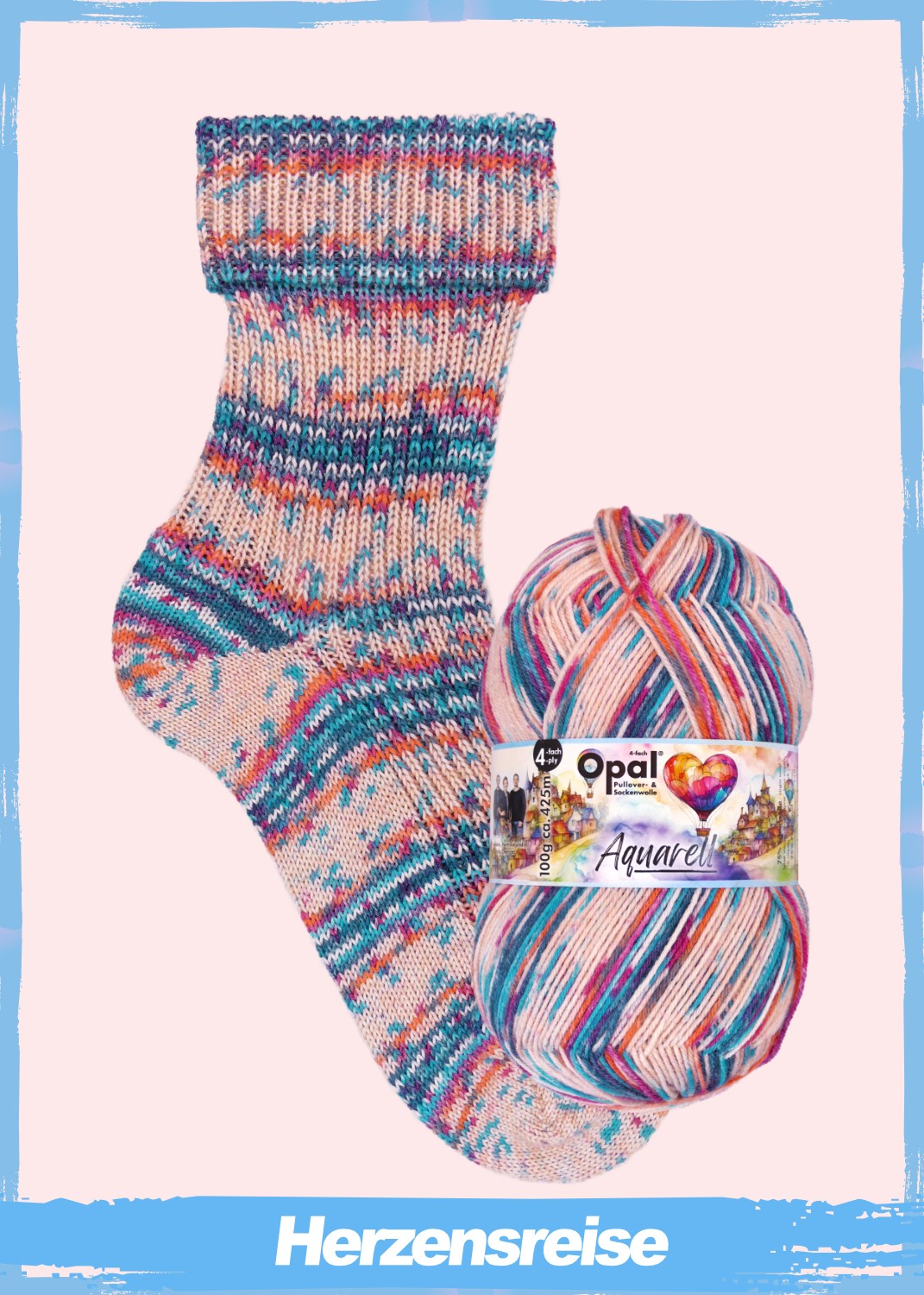 Opal Aquarell 4ply in colourway Journey – 4ply weight wool, polyamide, nylon yarn