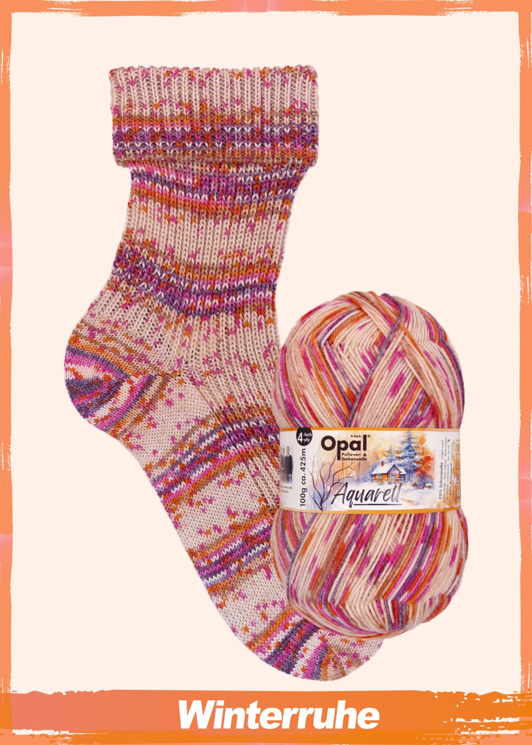 Opal Aquarell 4ply in colourway Hibernation – 4ply weight wool, polyamide, nylon yarn