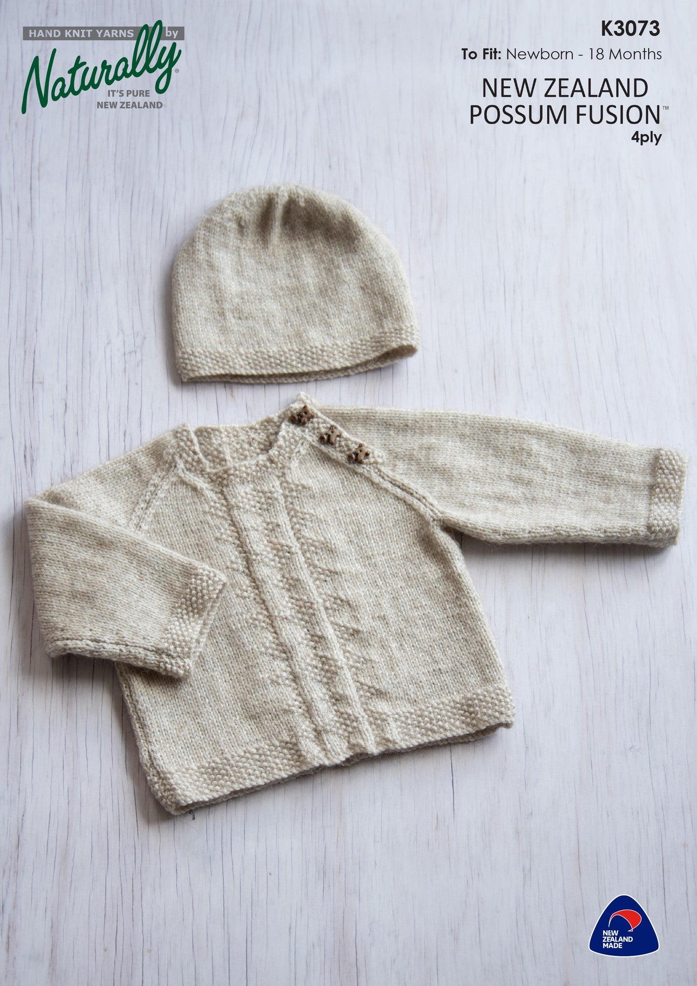 Baby Raglan Sweater & Hat in Possum Fusion 4ply Pattern