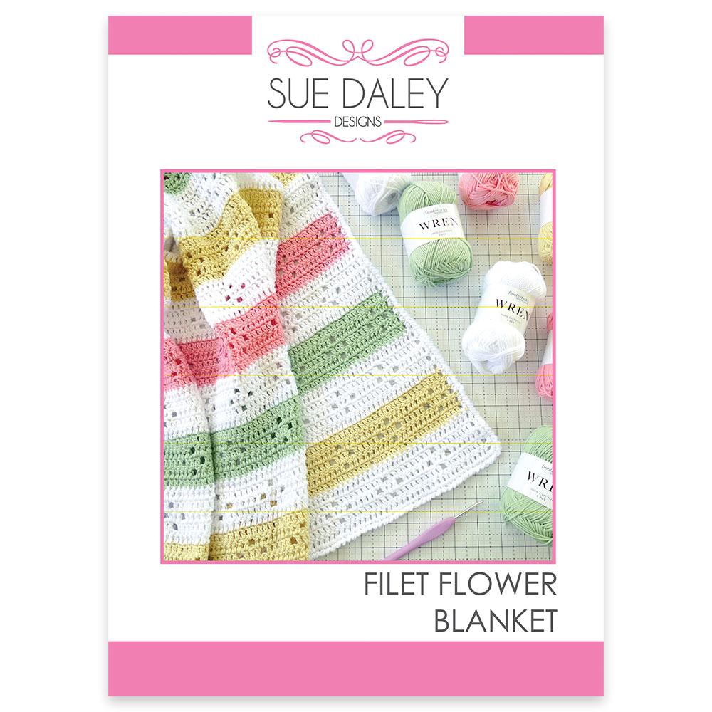 Sue Daley Designs Crochet Filet Flower Blanket Pattern by Sue Daley Designs