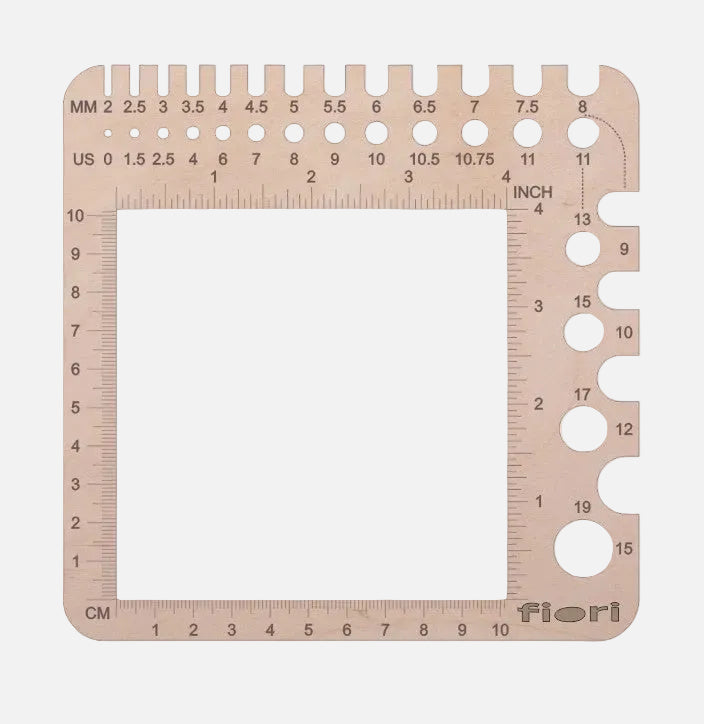 Fiori Stitch Gauge with Needle & Hook Sizer