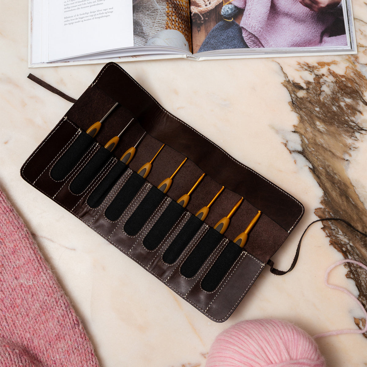 Re:Designed Project 130 Folding Crochet Hook Case – open with crochet hooks