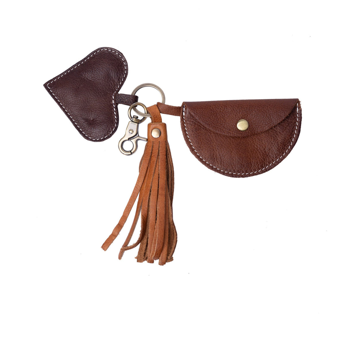Re:Designed Leather Keyrings – Heart, Multi