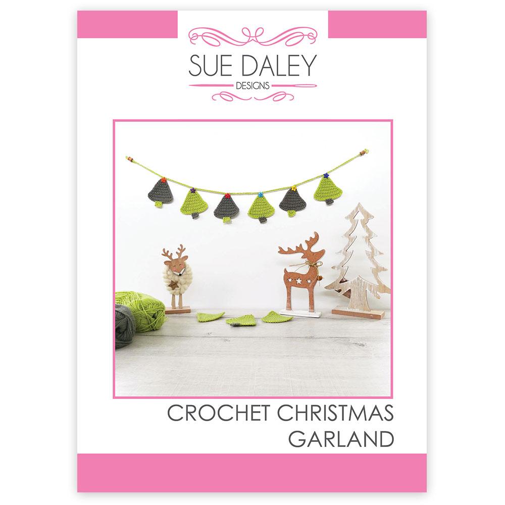 Crochet Christmas Garland Kit in Leaf and Slate – Sue Daley Designs pattern cover