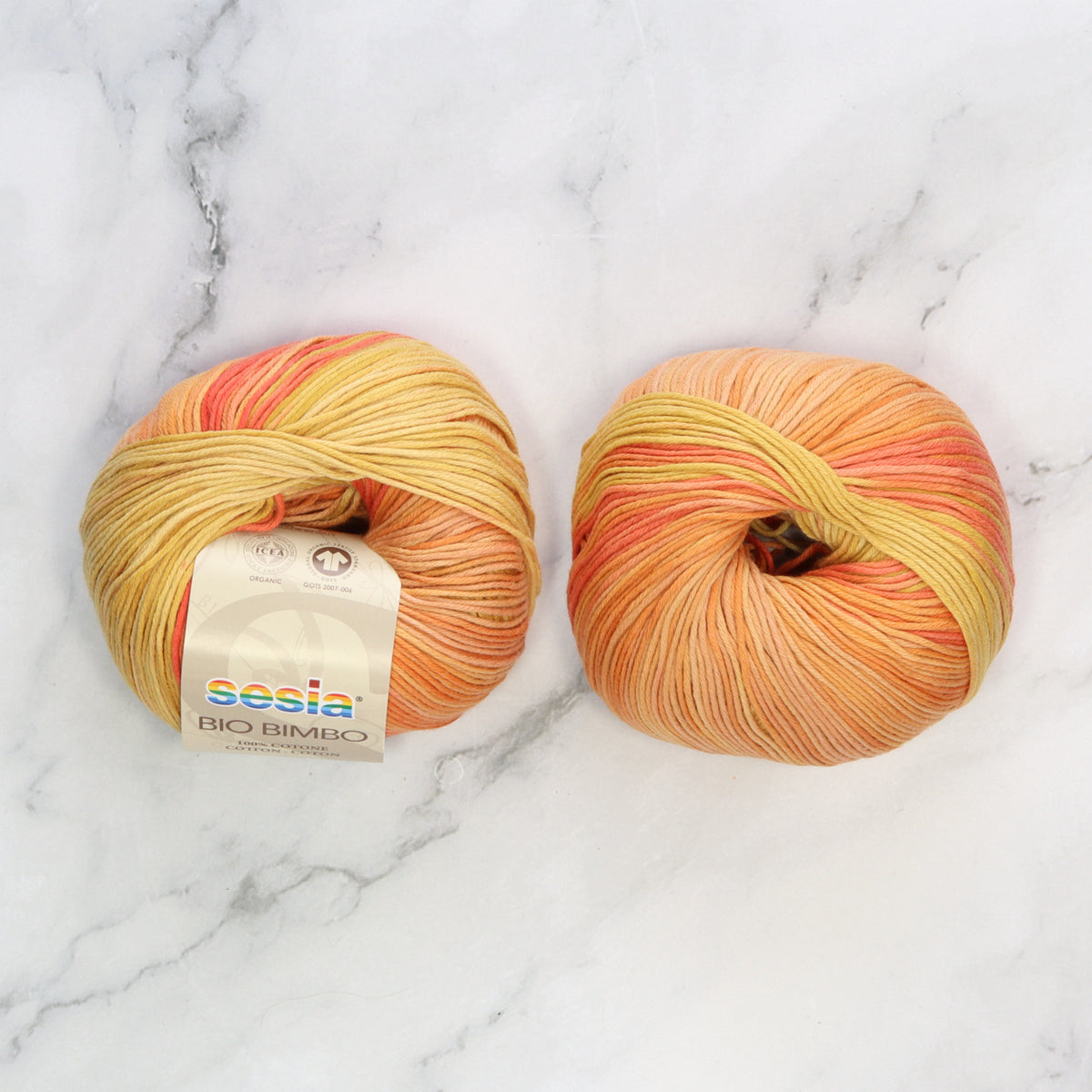 Sesia Bio Bimbo in colourway Sunset Sorbet – 4ply weight cotton yarn
