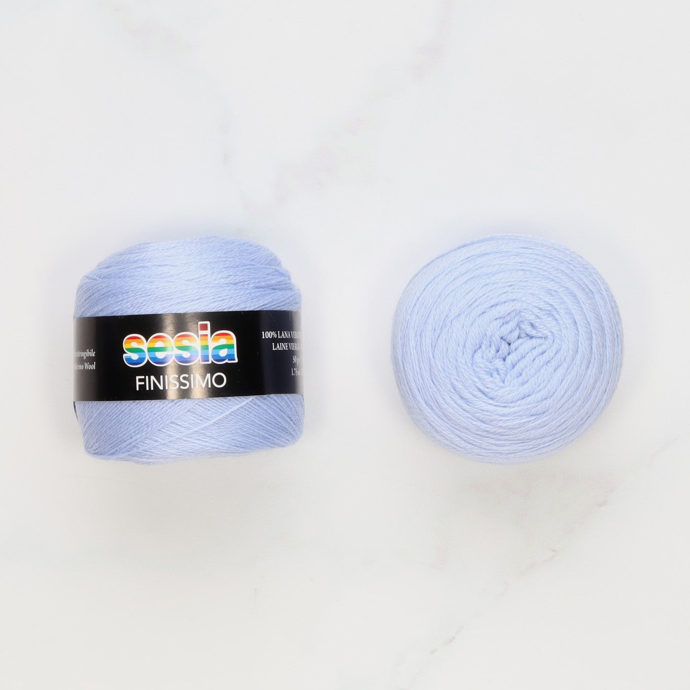 Sesia Finissimo Lace in colourway Pale Blue – 2ply weight wool yarn