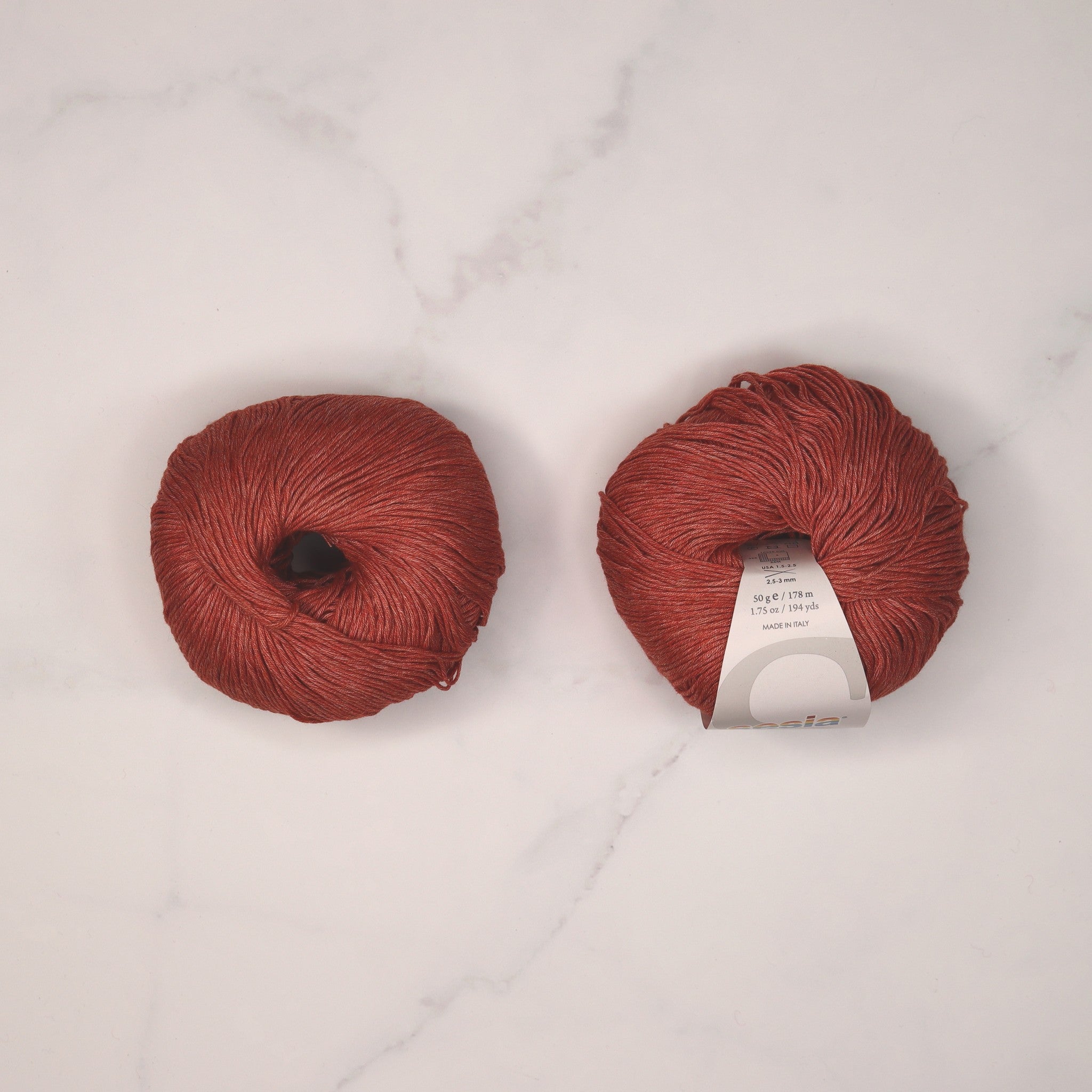 Sesia Jeans in colourway Red – 4ply weight cotton yarn