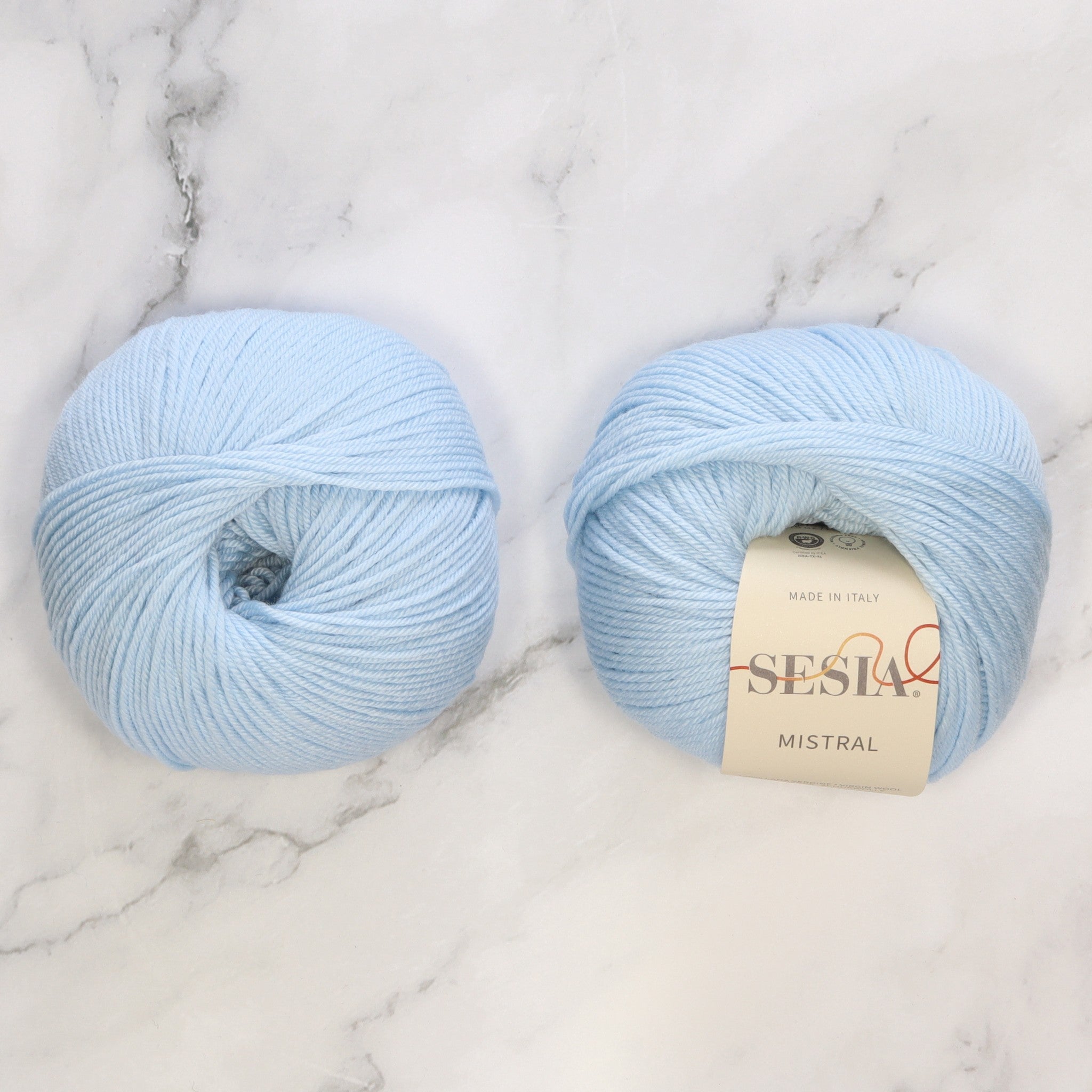 Sesia Mistral in colourway Pale Blue – 4ply weight wool yarn