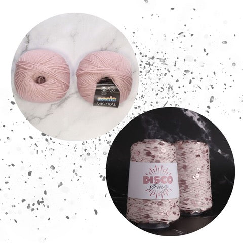 Sparkles Tee Yarn kit, colourway Pink Starlight