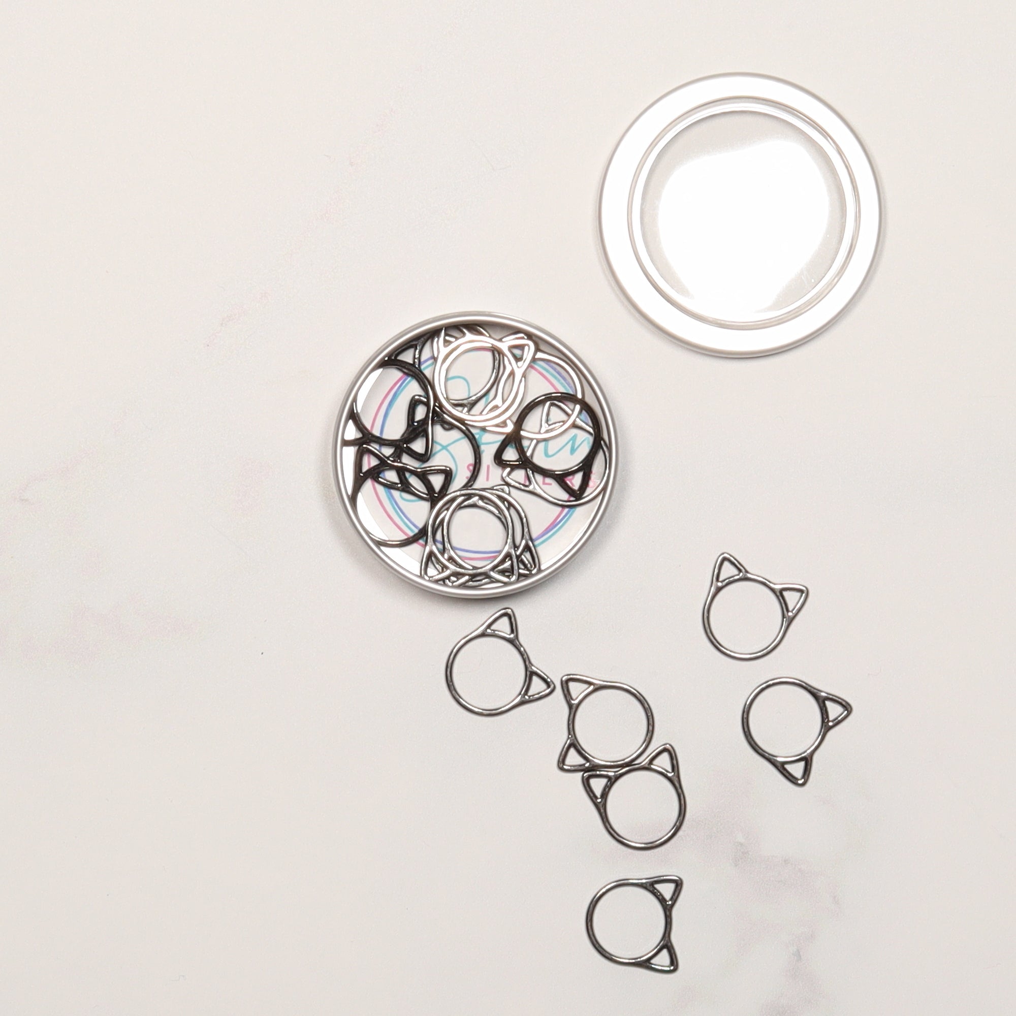 Skein Sisters Cat Ears Stitch Markers – Silver – view 2