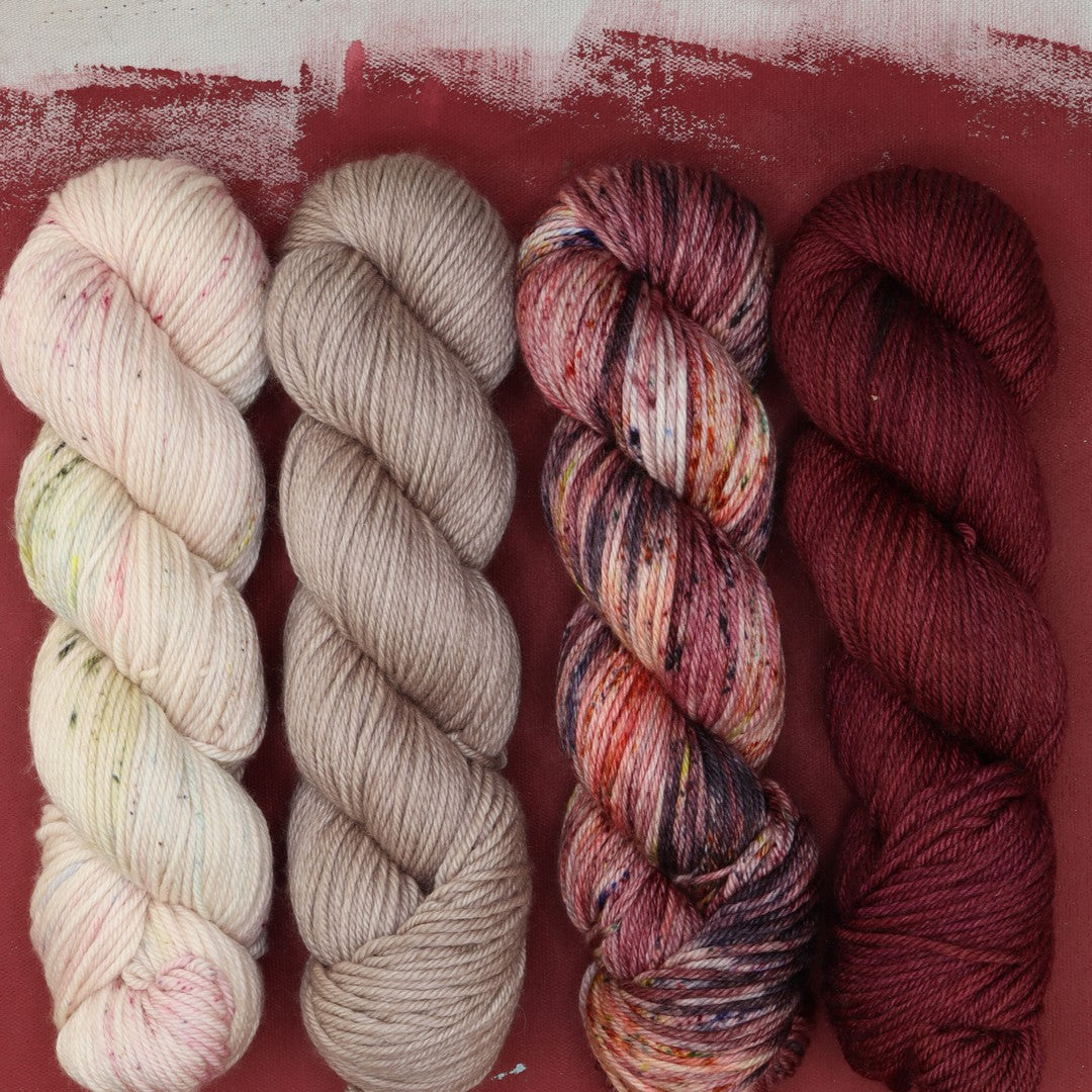 Poet Worsted – Four Colour Set in colourway Ritual – 10ply weight merino, nylon, silk yarn