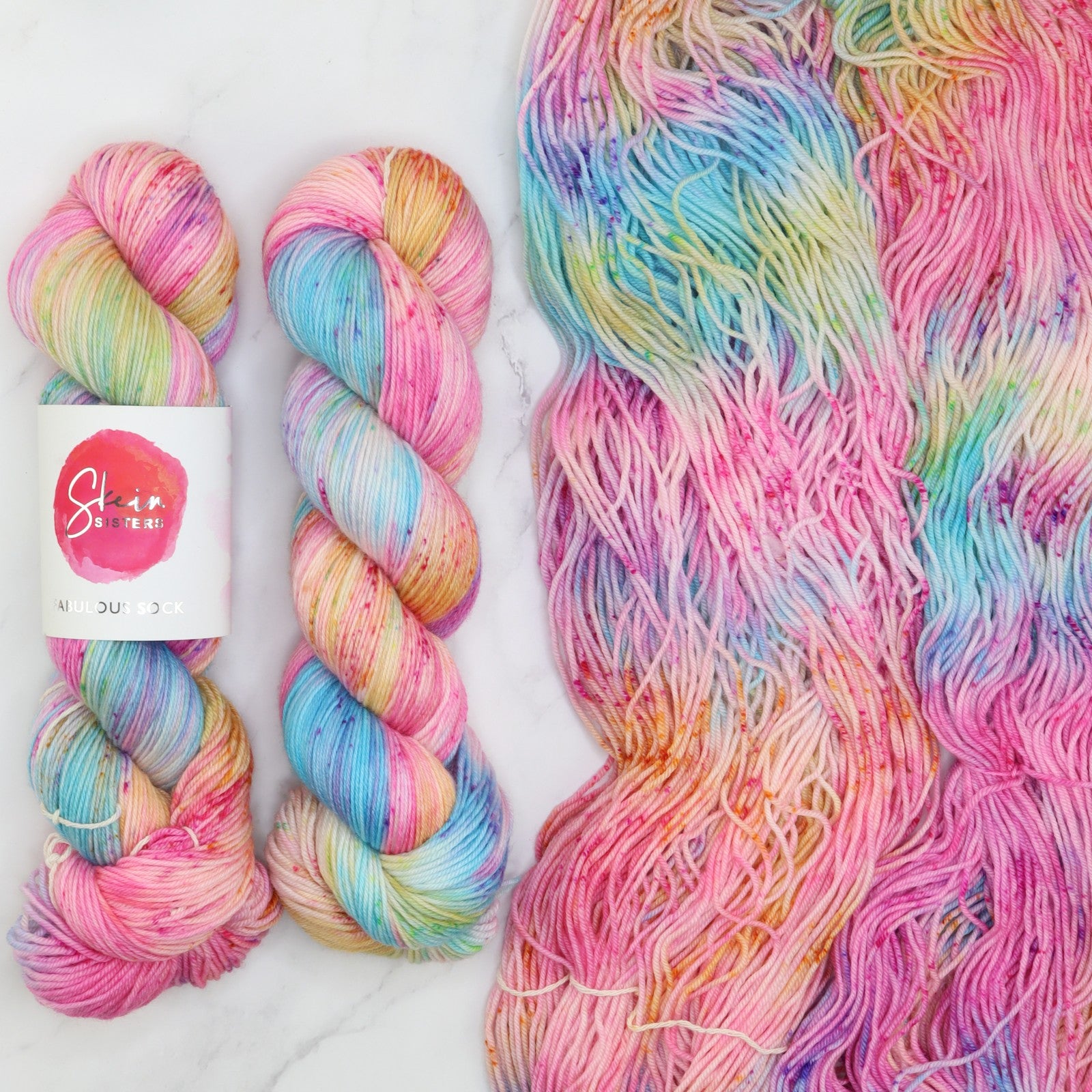 Skein Sisters Fabulous Sock in colourway All Dolled Up – 4ply weight merino, nylon yarn