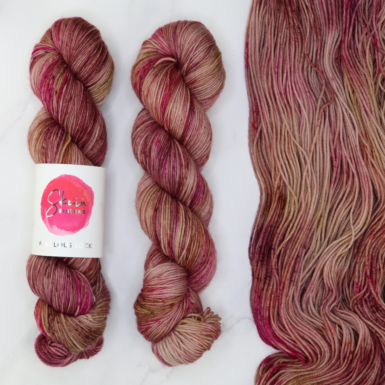 Skein Sisters Fabulous Sock in colourway Dried Roses – 4ply weight merino, nylon yarn