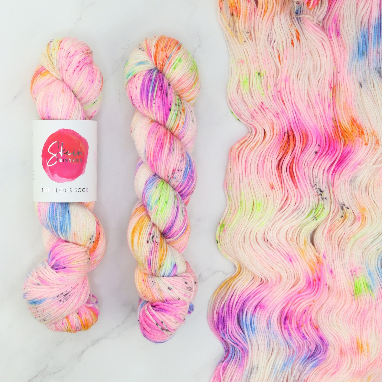 Skein Sisters Fabulous Sock in colourway Fruit Tingle – 4ply weight merino, nylon yarn