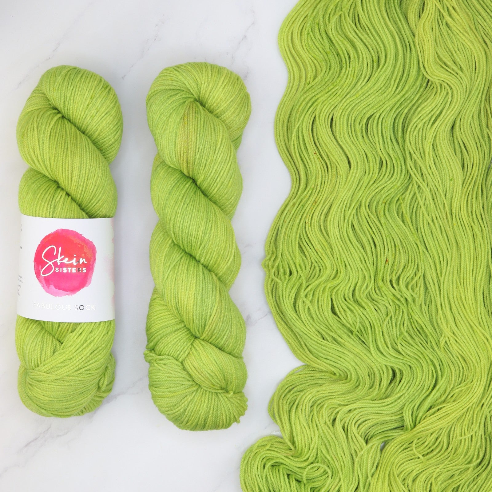 Skein Sisters Fabulous Sock in colourway Limelight – 4ply weight merino, nylon yarn