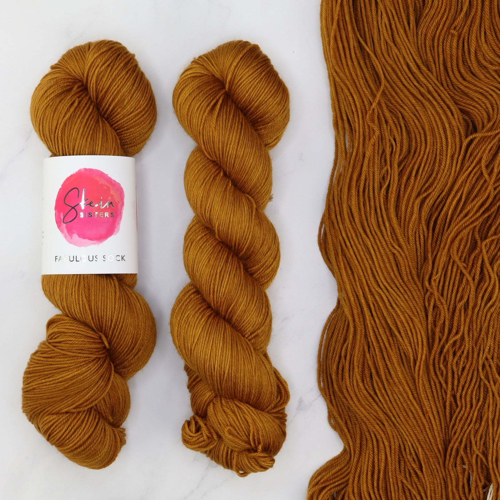 Skein Sisters Fabulous Sock in colourway Liquid Amber – 4ply weight merino, nylon yarn