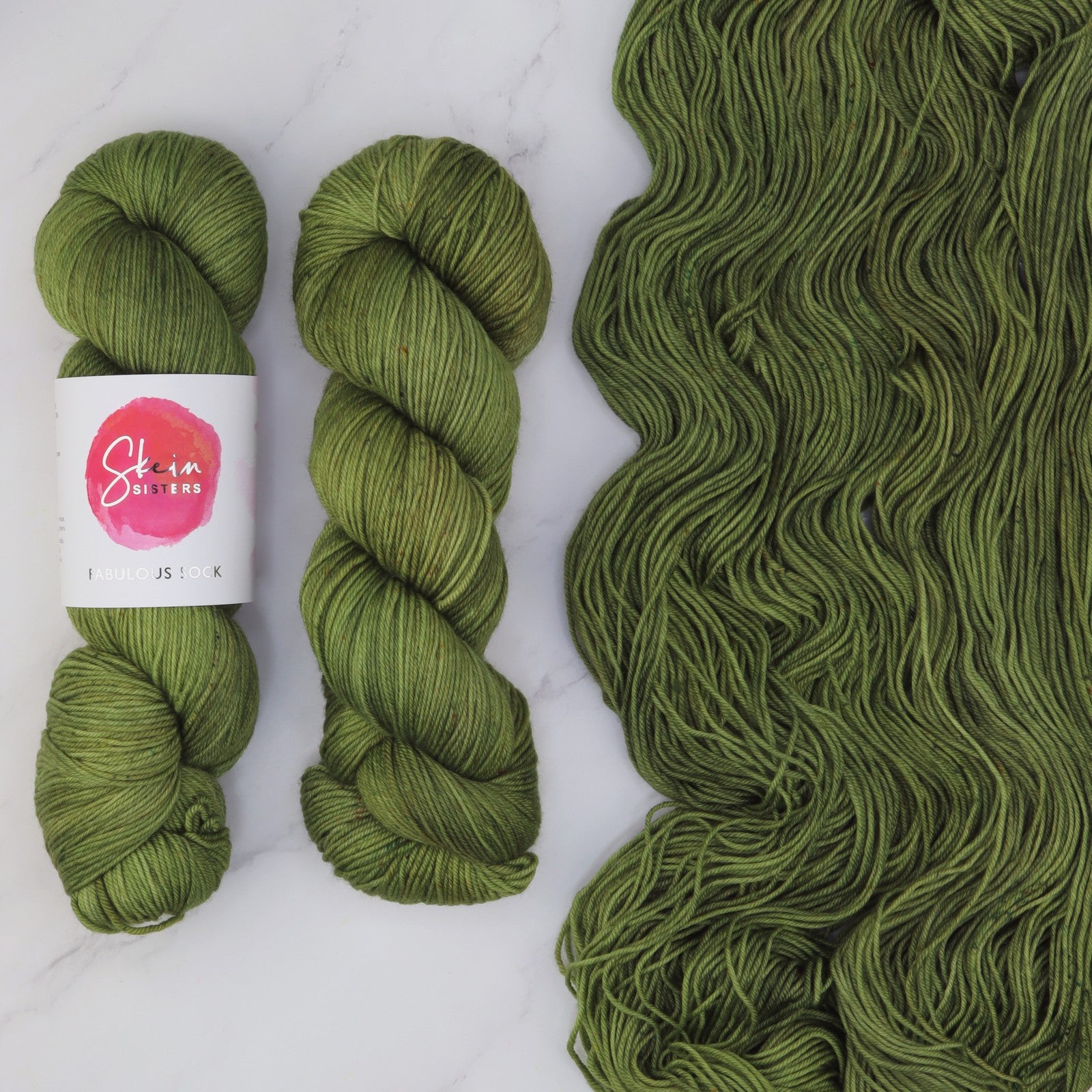 Skein Sisters Fabulous Sock in colourway Olive You – 4ply weight merino, nylon yarn