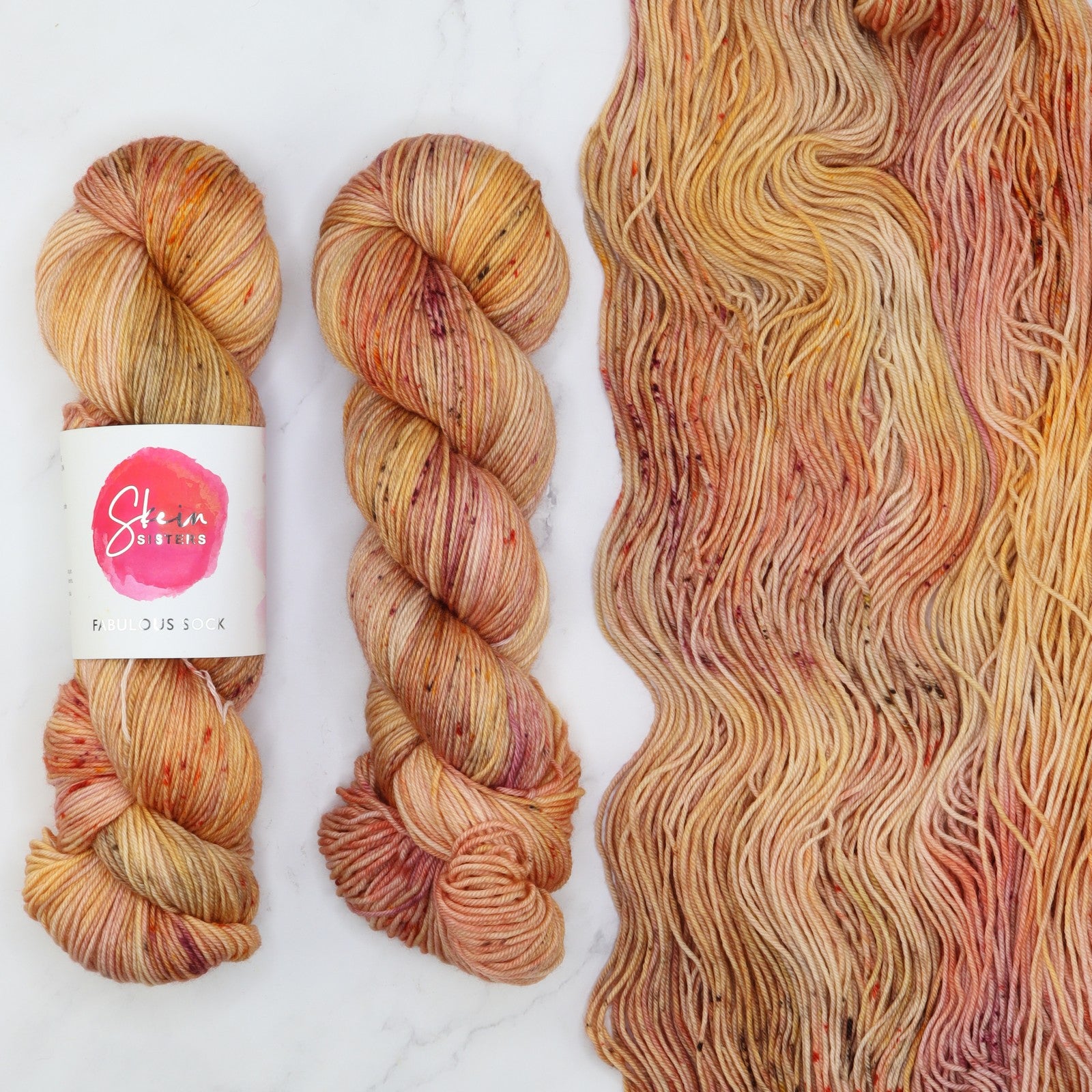 Skein Sisters Fabulous Sock in colourway Peachy Keen – 4ply weight merino, nylon yarn