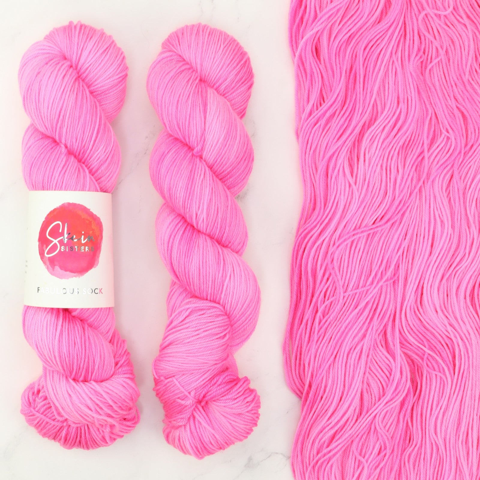 Skein Sisters Fabulous Sock in colourway Razzle Dazzle Rose – 4ply weight merino, nylon yarn